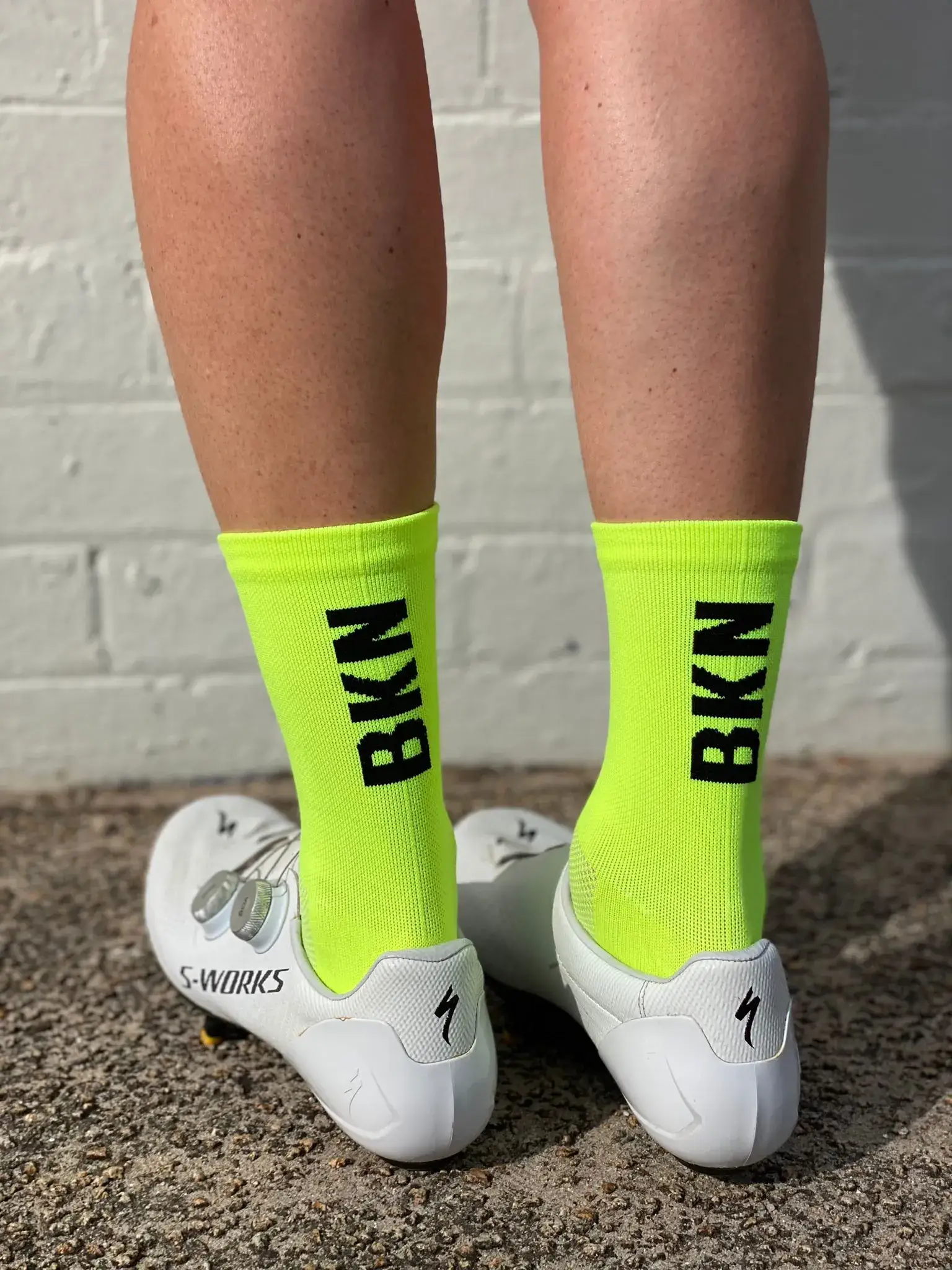 Pro Cycling Socks – Fluro Yellow, Woven, 14cm cuff, Moisture-Wicking Fabric