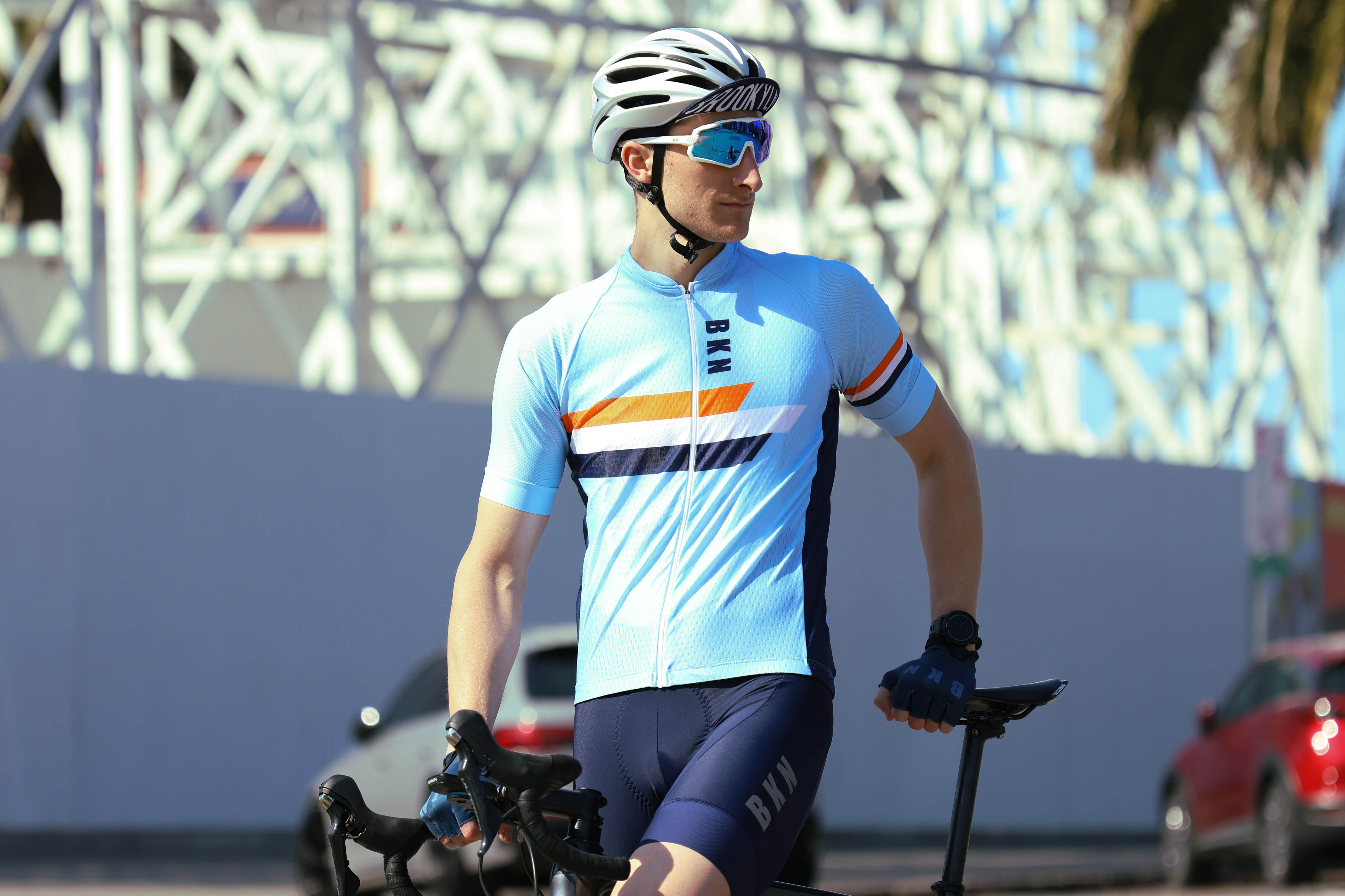 Men's Pro Cycling Jersey - Stripes - Light Blue | Lightweight Performance
