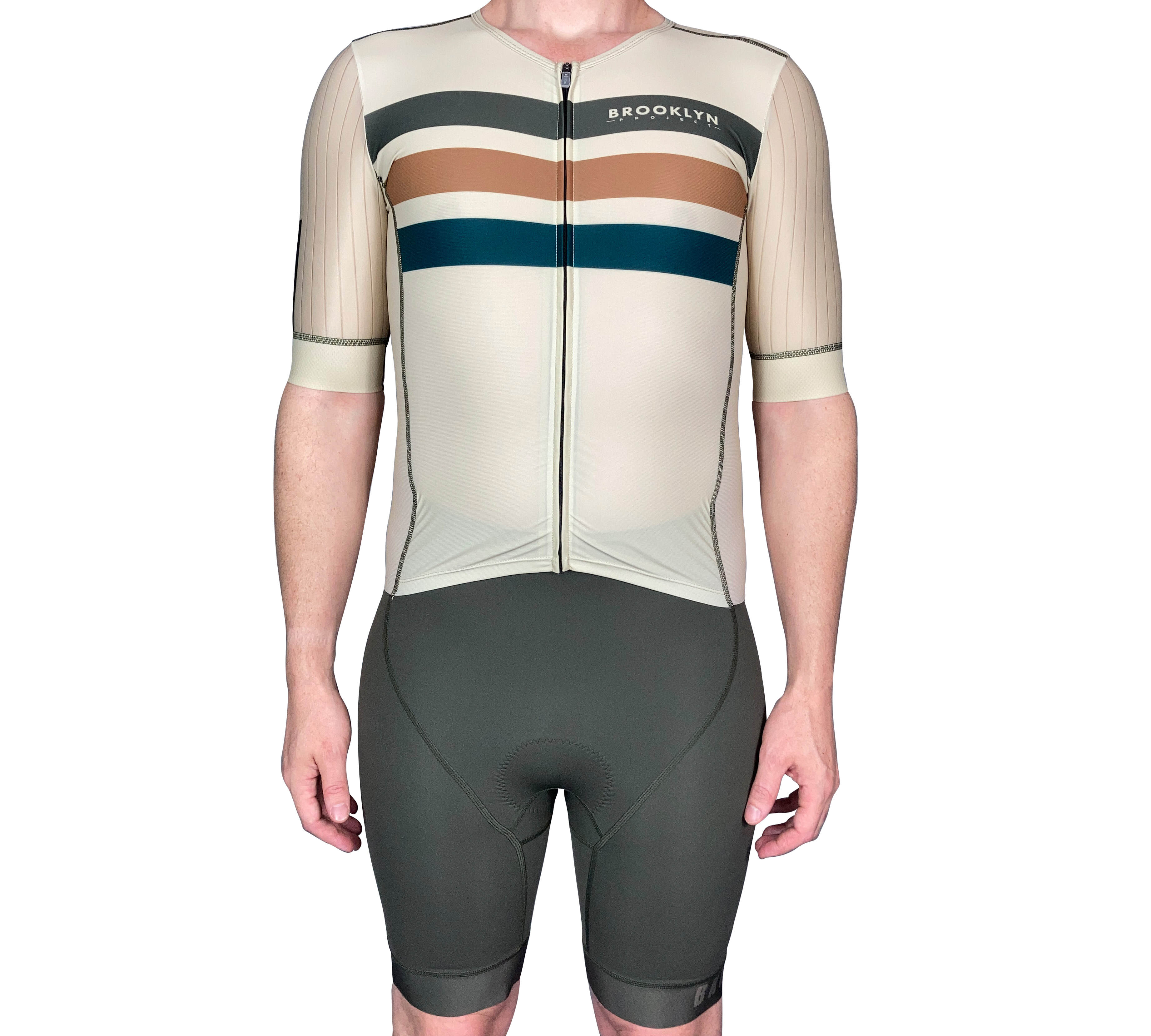 Men's Aero Triathlon Suit - Open Front, Endurance Speed Suit - Military/Olive