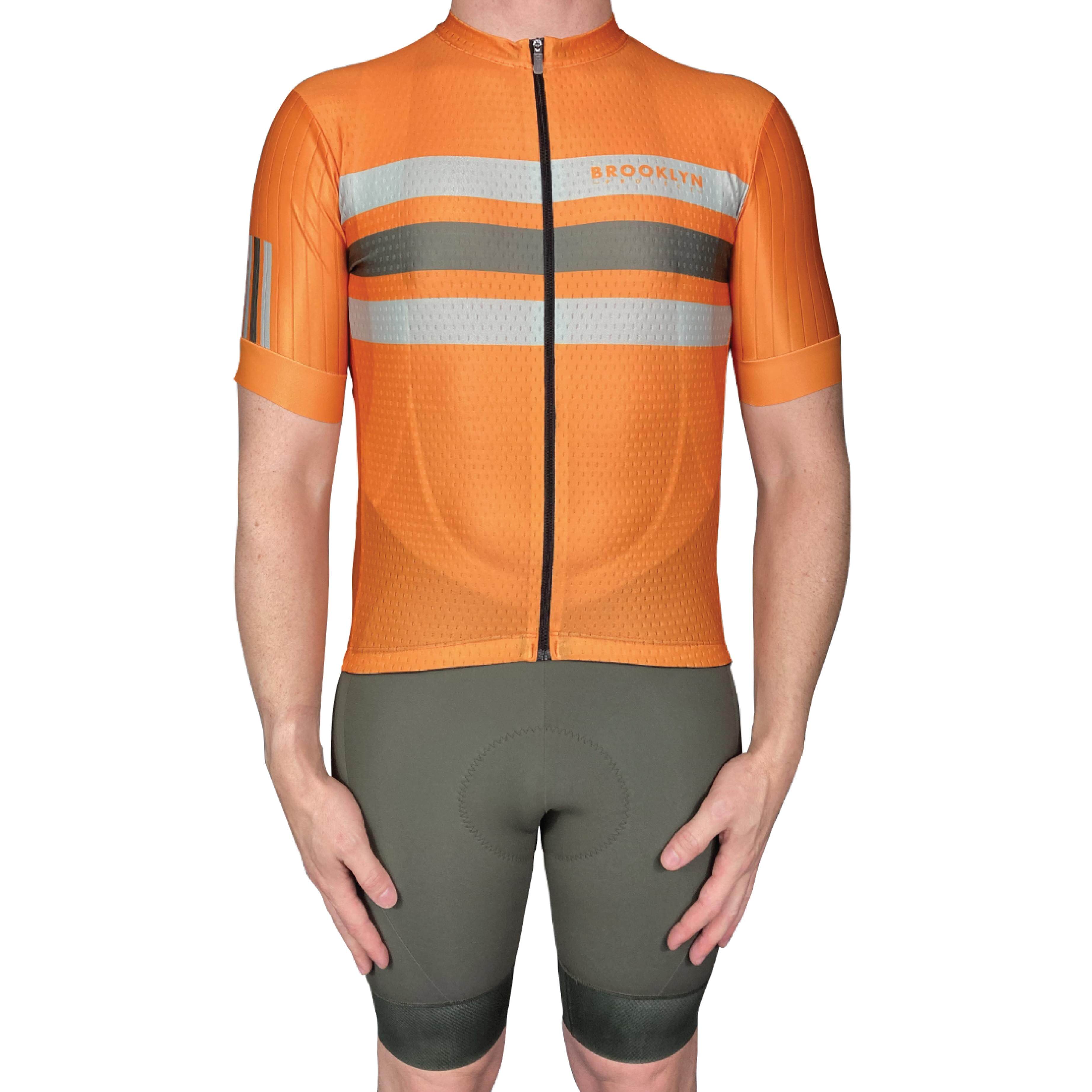 Pro Maximus Men's Cycling Bundle: Orange Jersey, Bib Shorts & Socks