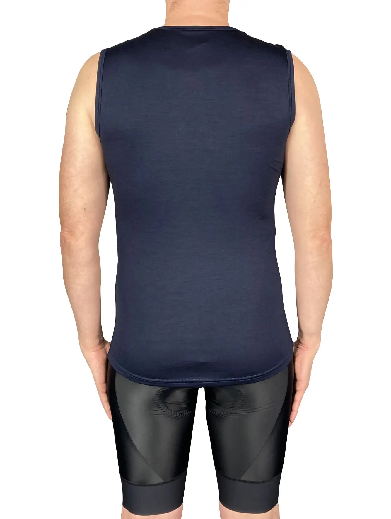 Merino Wool Tencel Cycling Undershirt Sleeveless Navy