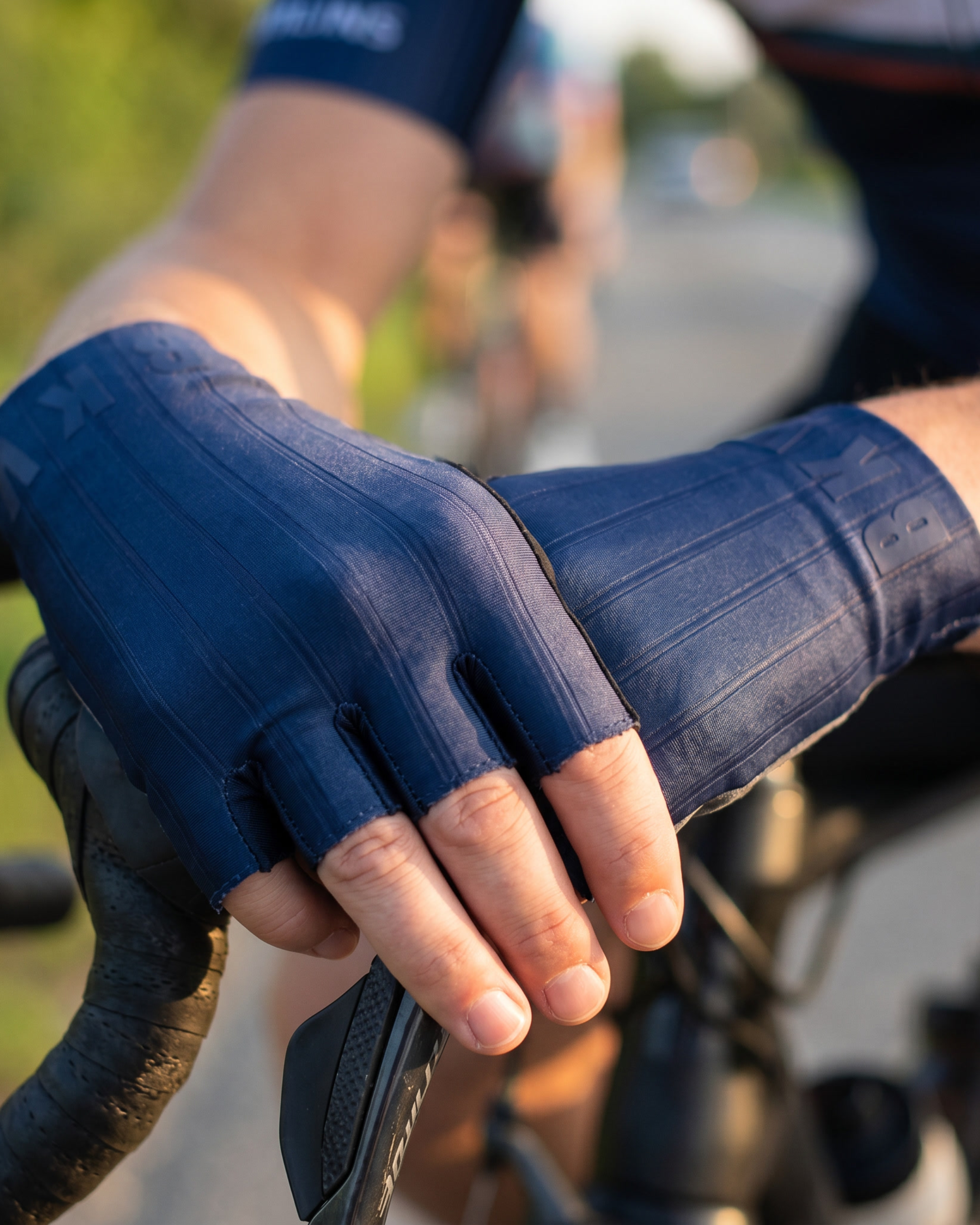 aero road cycling gloves lightweight navy breathable mitts