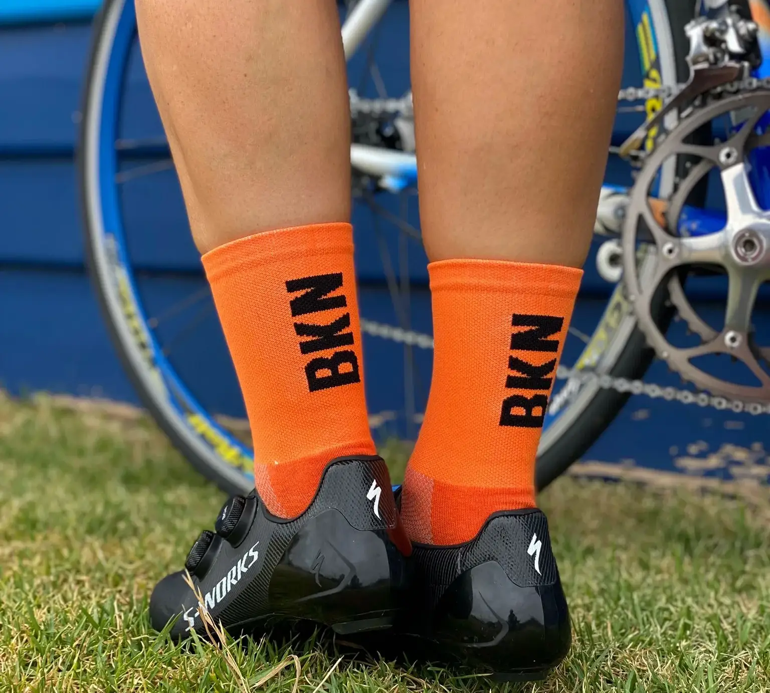 Pro Cycling Socks – Orange, Woven, 14cm cuff, Moisture-Wicking Fabric
