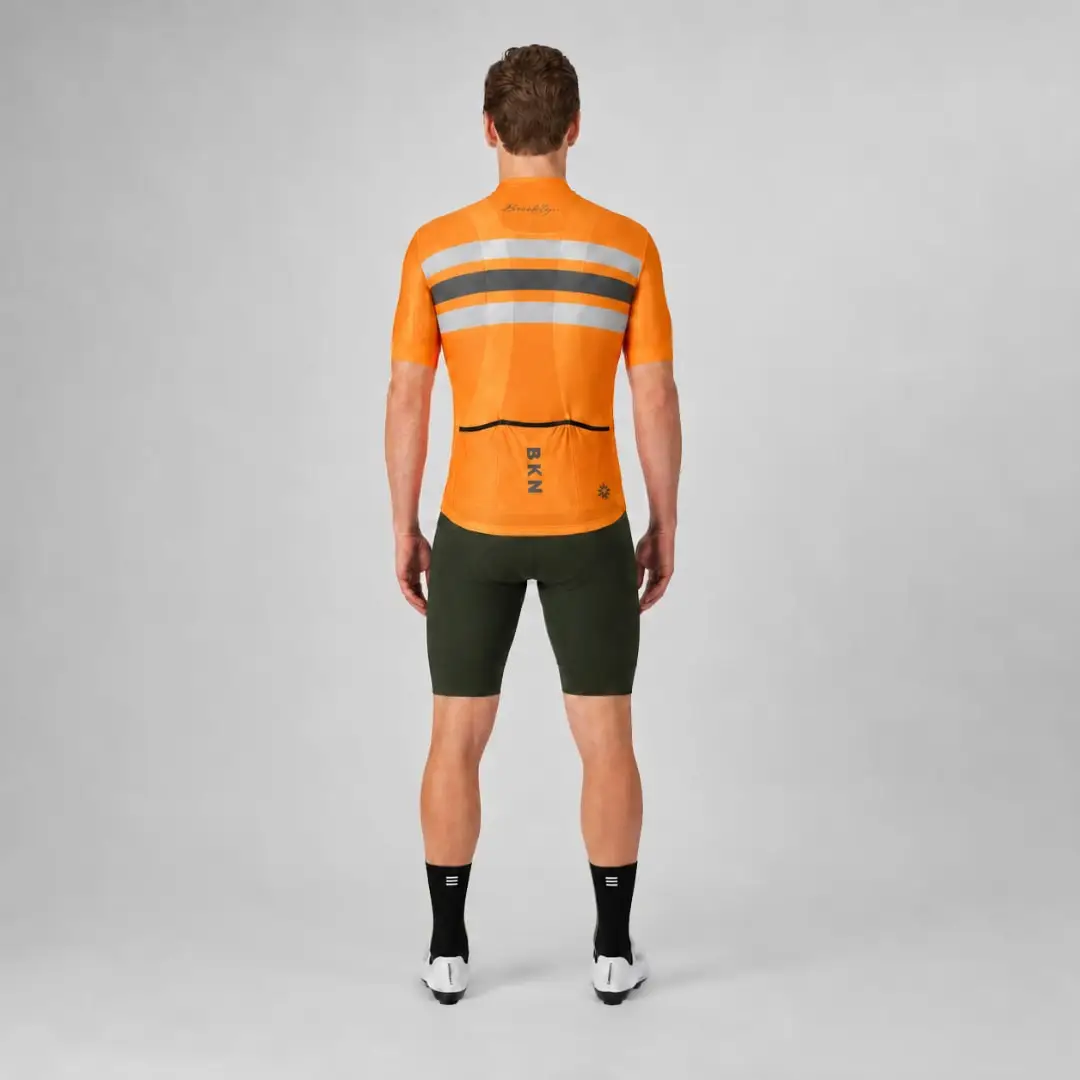 Pro Maximus Men's Cycling Bundle: Orange Jersey, Bib Shorts & Socks