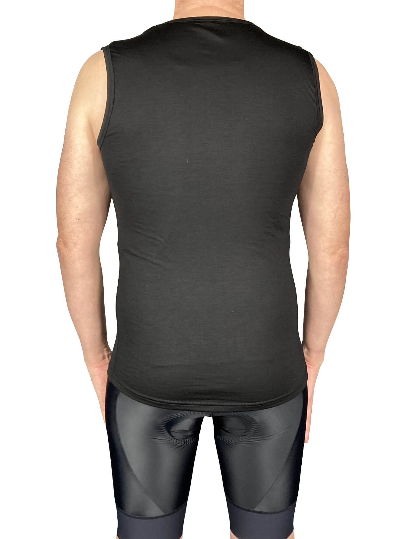 Merino Wool Tencel Cycling Undershirt Sleeveless Black