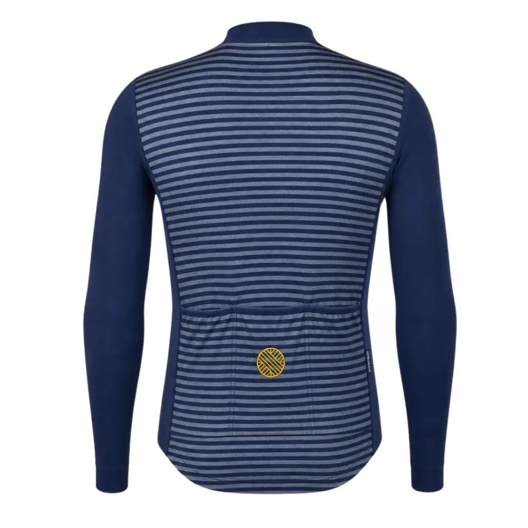 Merino Wool Cycling Jersey Long Sleeve Ridewool Navy