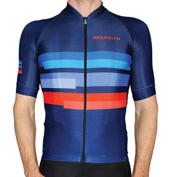 Men's Pro Cycling Jersey - Blocks Navy Blue | Lightweight Performance