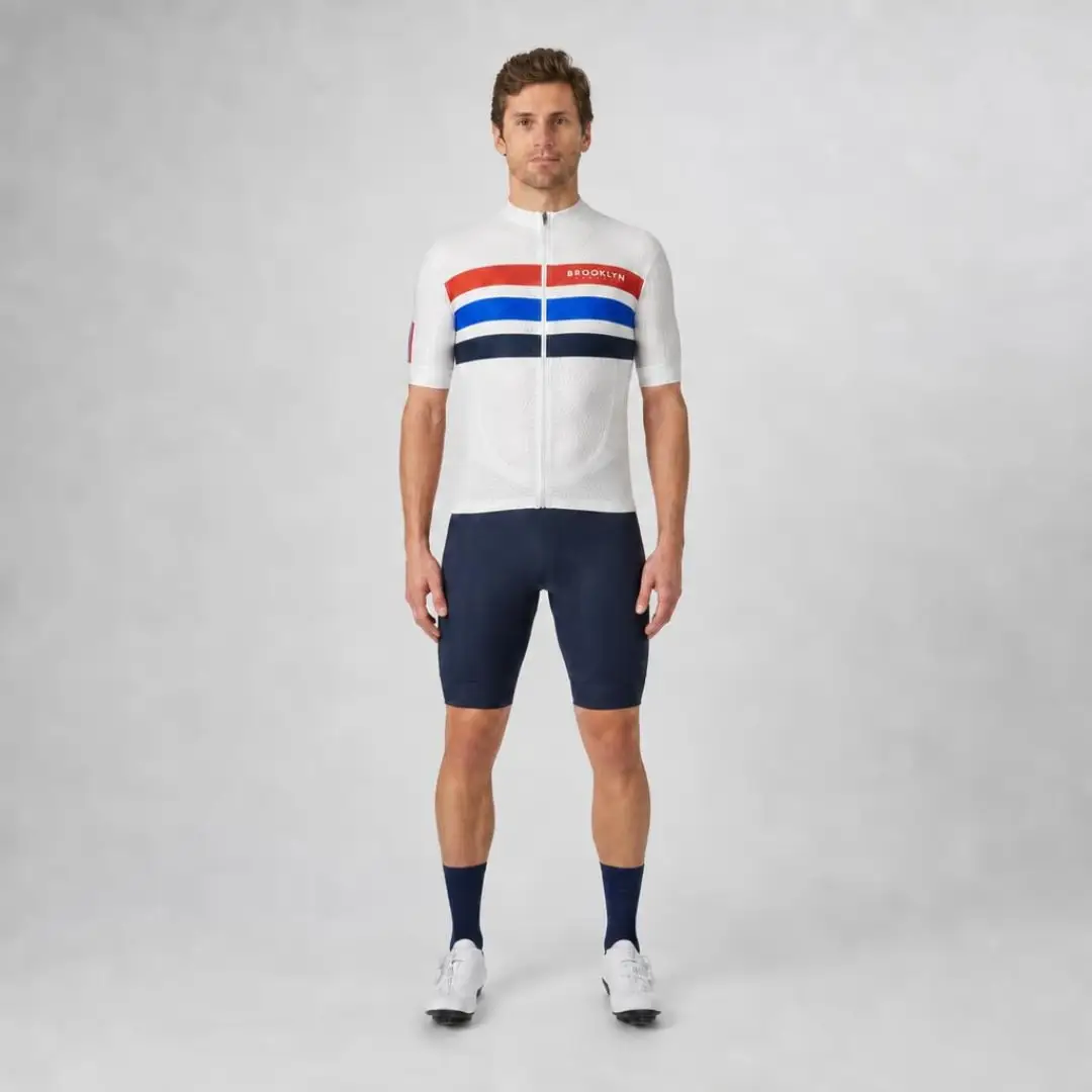 Pro Maximus Men's Cycling Bundle: White Jersey, Bib Shorts & Socks