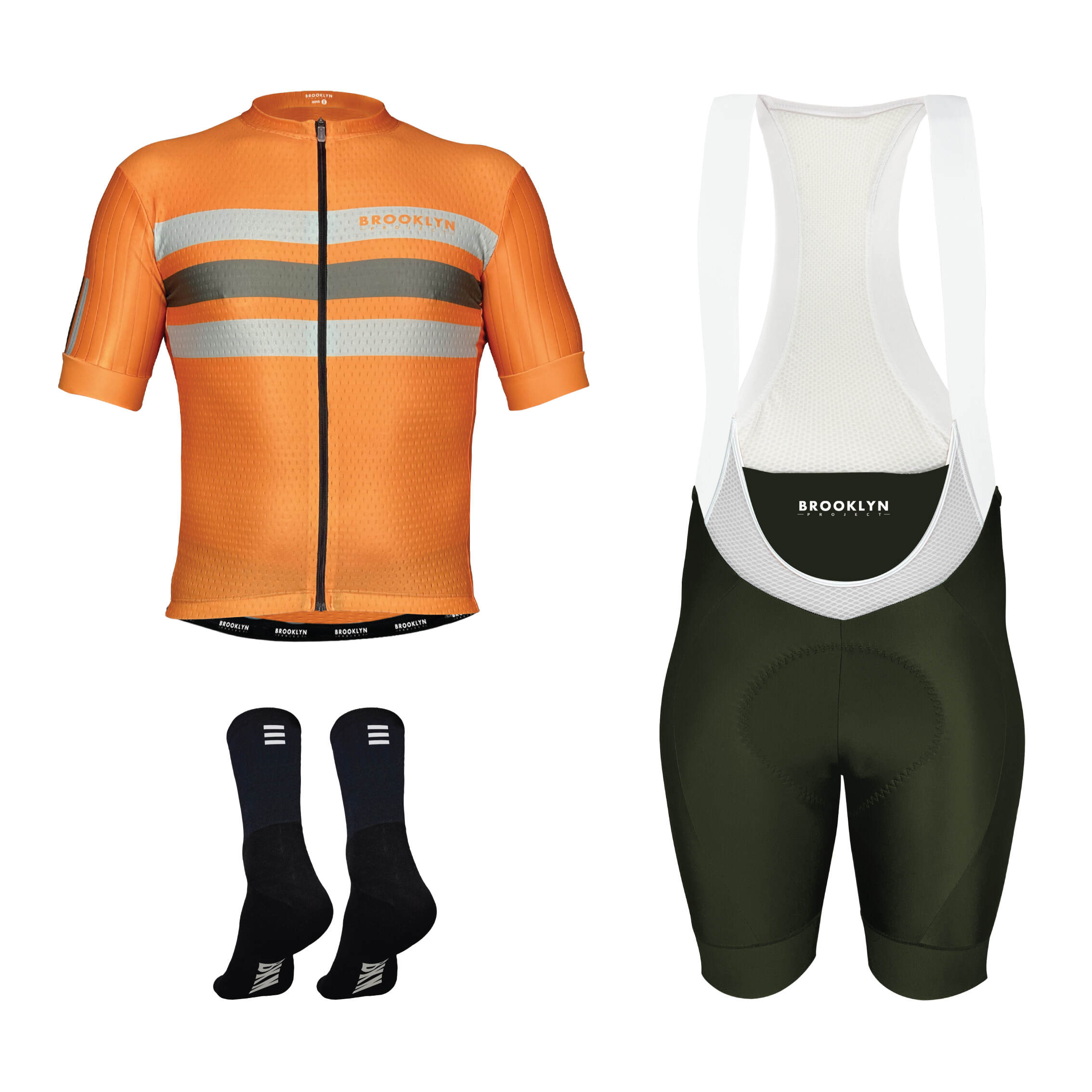 Pro Maximus Men's Cycling Bundle: Orange Jersey, Bib Shorts & Socks
