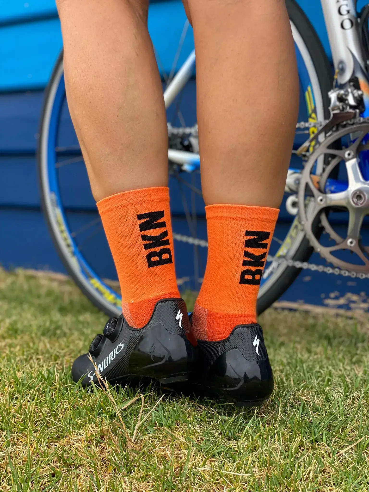 Pro Cycling Socks – Orange, Woven, 14cm cuff, Moisture-Wicking Fabric