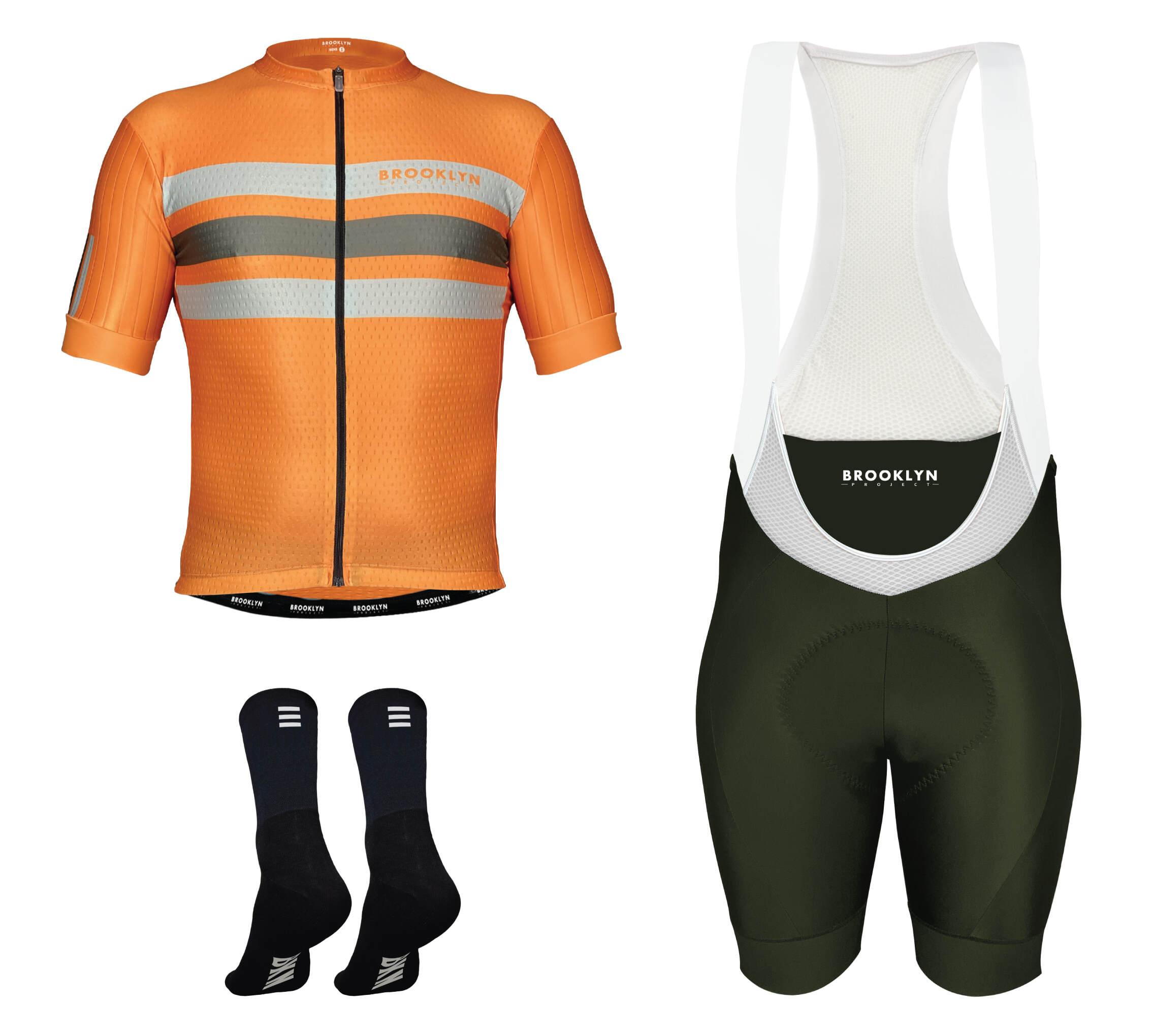 Pro Maximus Men's Cycling Bundle: Orange Jersey, Bib Shorts & Socks