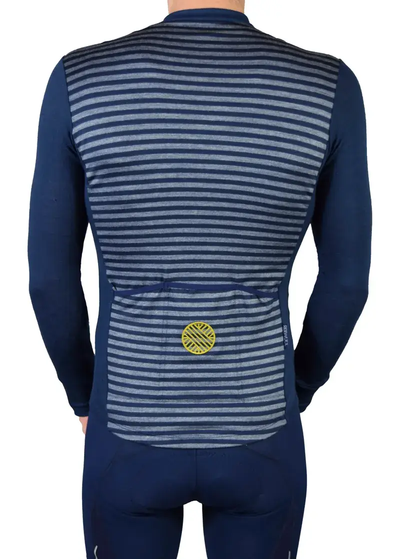 Merino Wool Cycling Jersey Long Sleeve Ridewool Navy