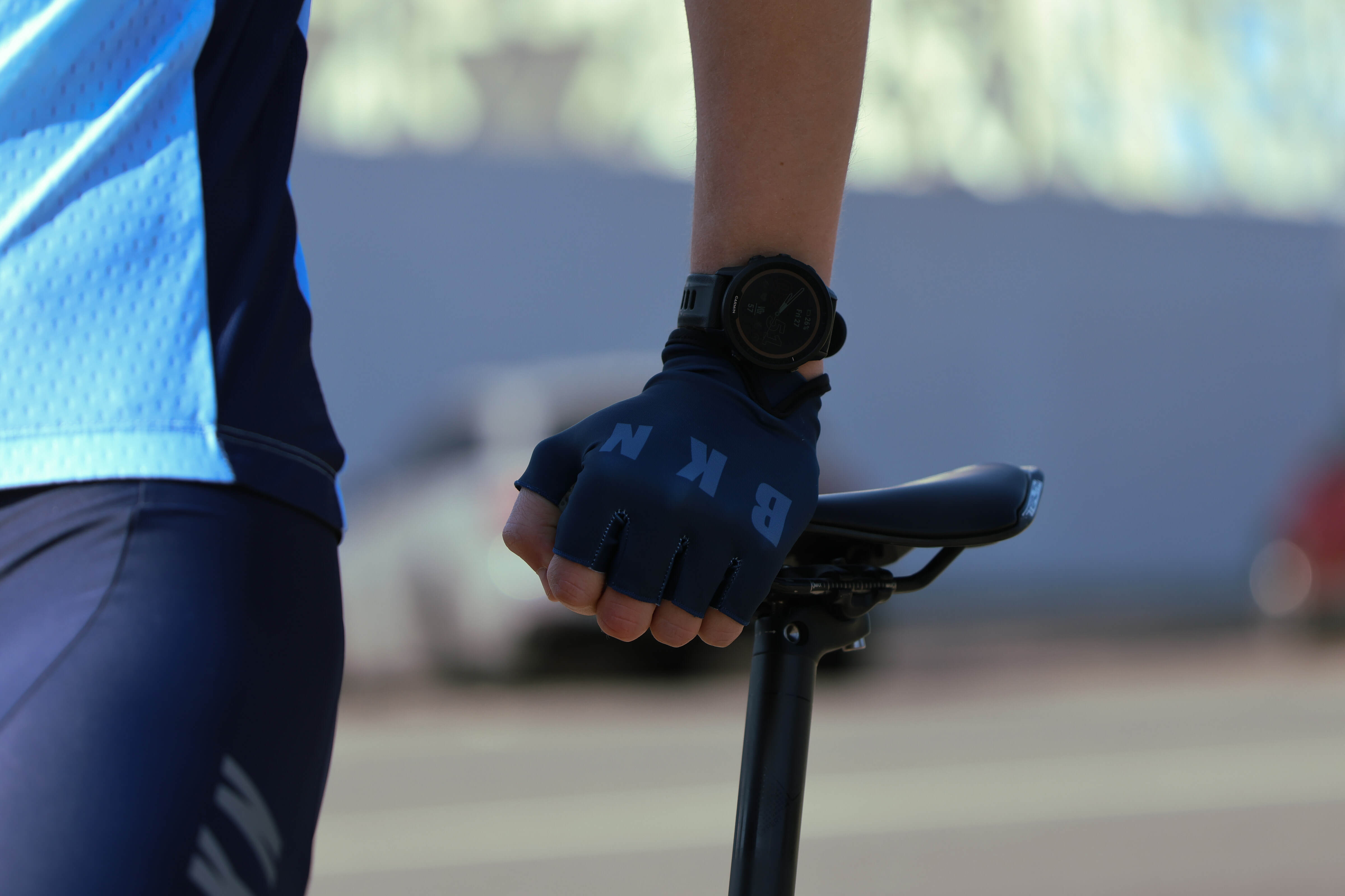 Pro Road Cycling Gloves - Gel Padded, Navy Fingerless Bike Gloves