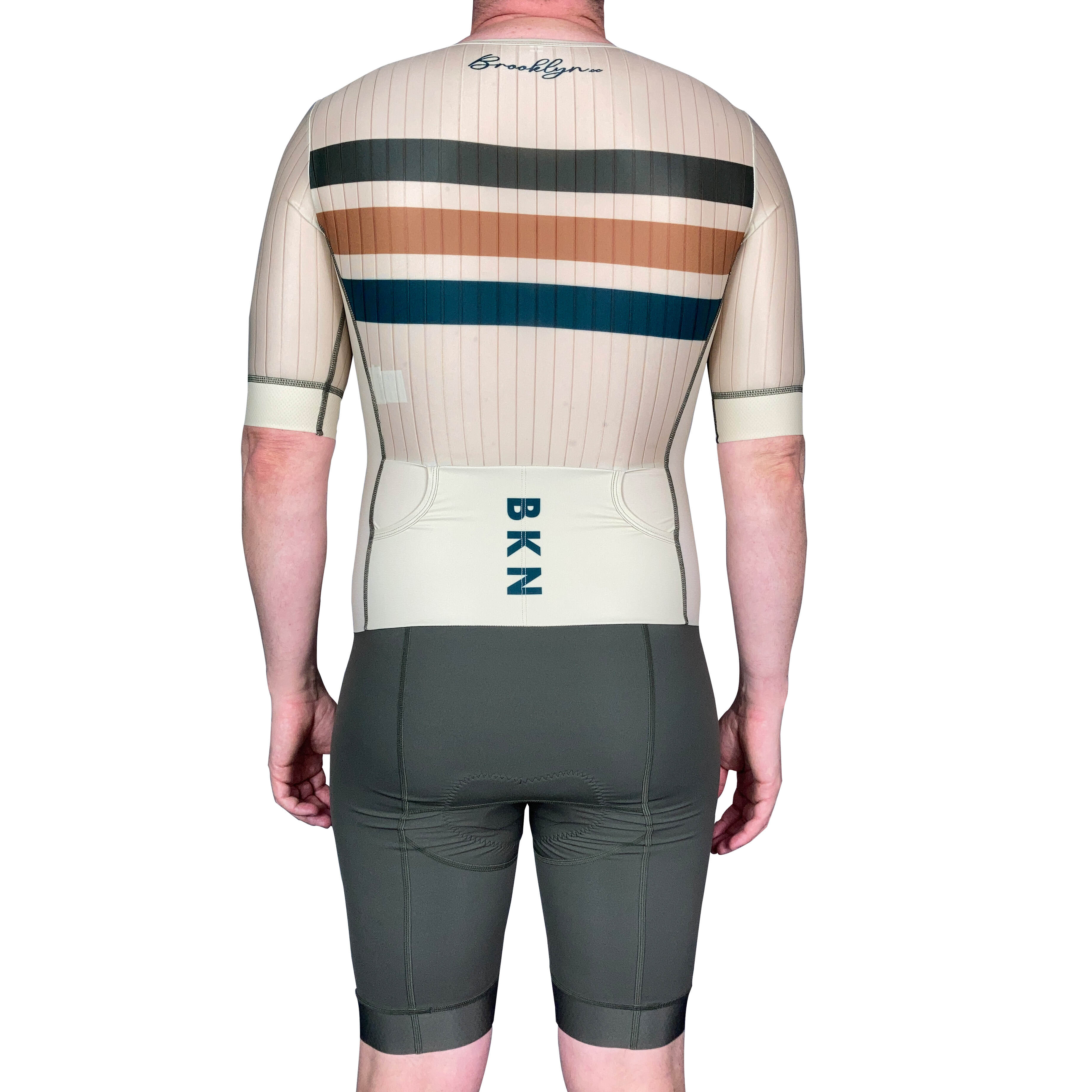 Men's Aero Triathlon Suit - Open Front, Endurance Speed Suit - Military Olive