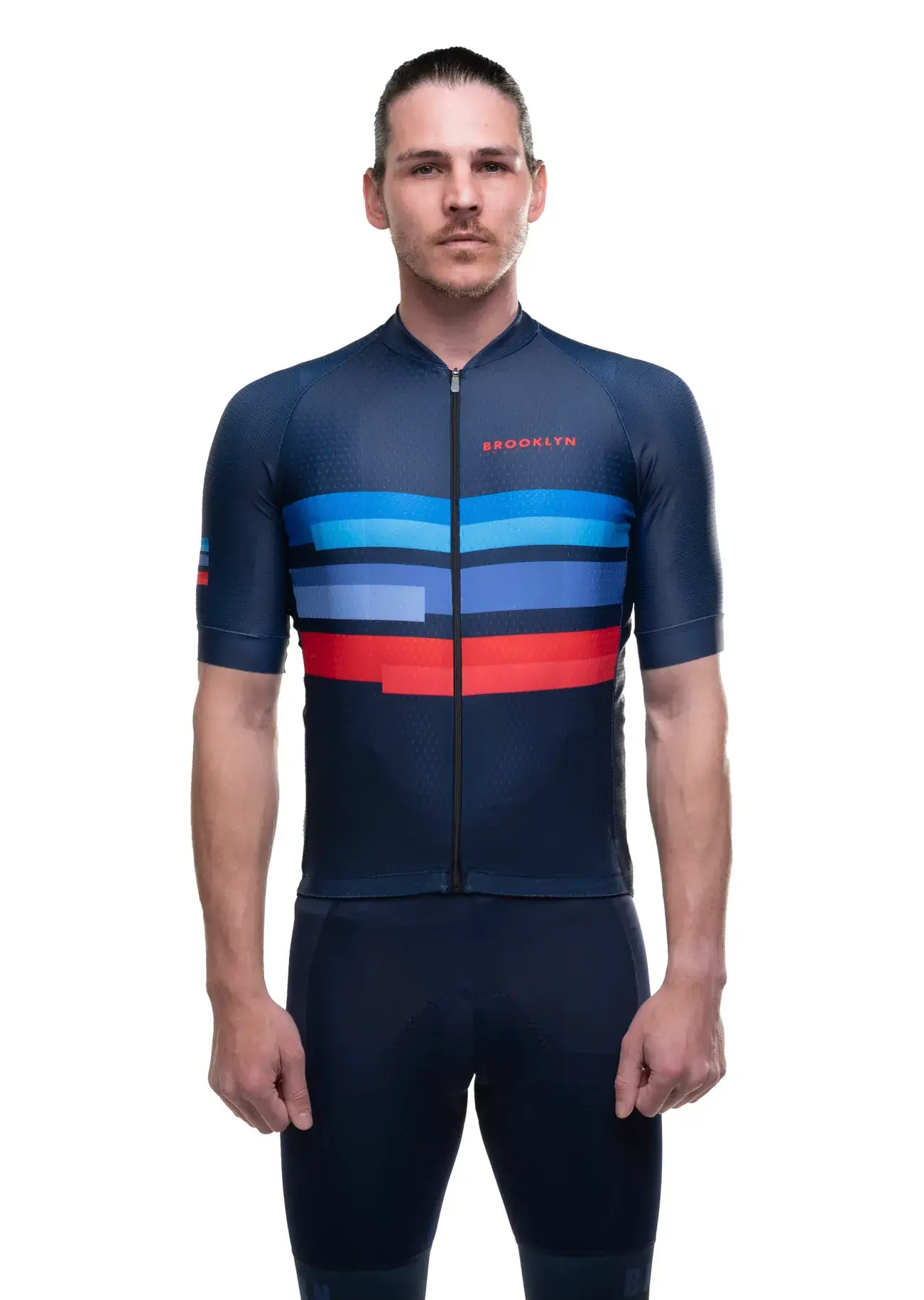 Men's Pro Cycling Jersey - Blocks Navy Blue | Lightweight Performance
