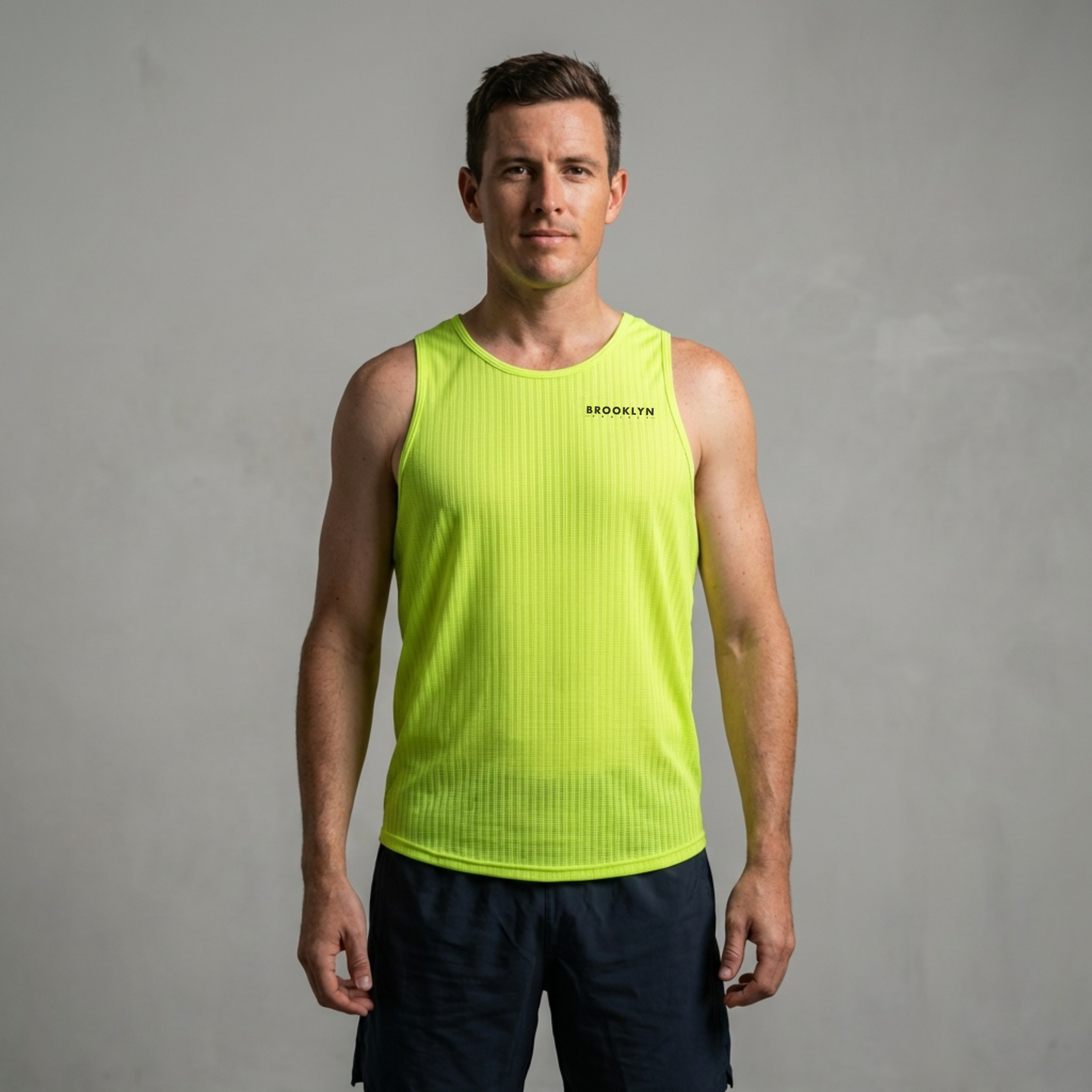 Men's Elite Lightweight Run Singlet - Breathable Technical Singlet, Fluoro Yellow