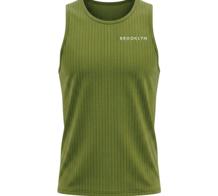 Men's Elite Lightweight Run Singlet - Breathable Technical Singlet, Army Green