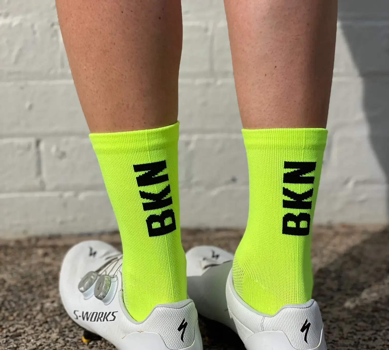 Pro Cycling Socks – Fluro Yellow, Woven, 14cm cuff, Moisture-Wicking Fabric