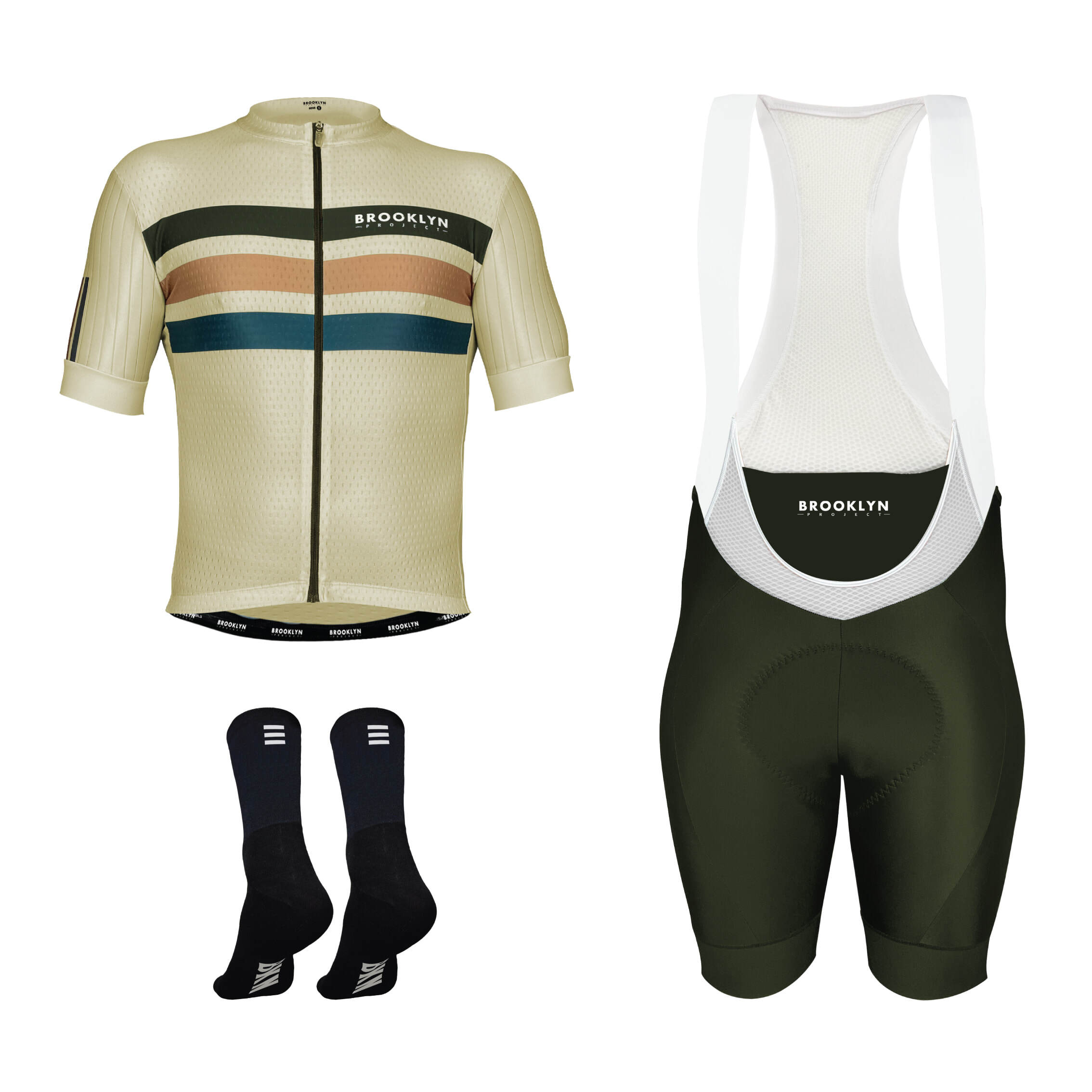 Pro Maximus Men's Cycling Bundle: Olive Jersey, Bib Shorts & Socks