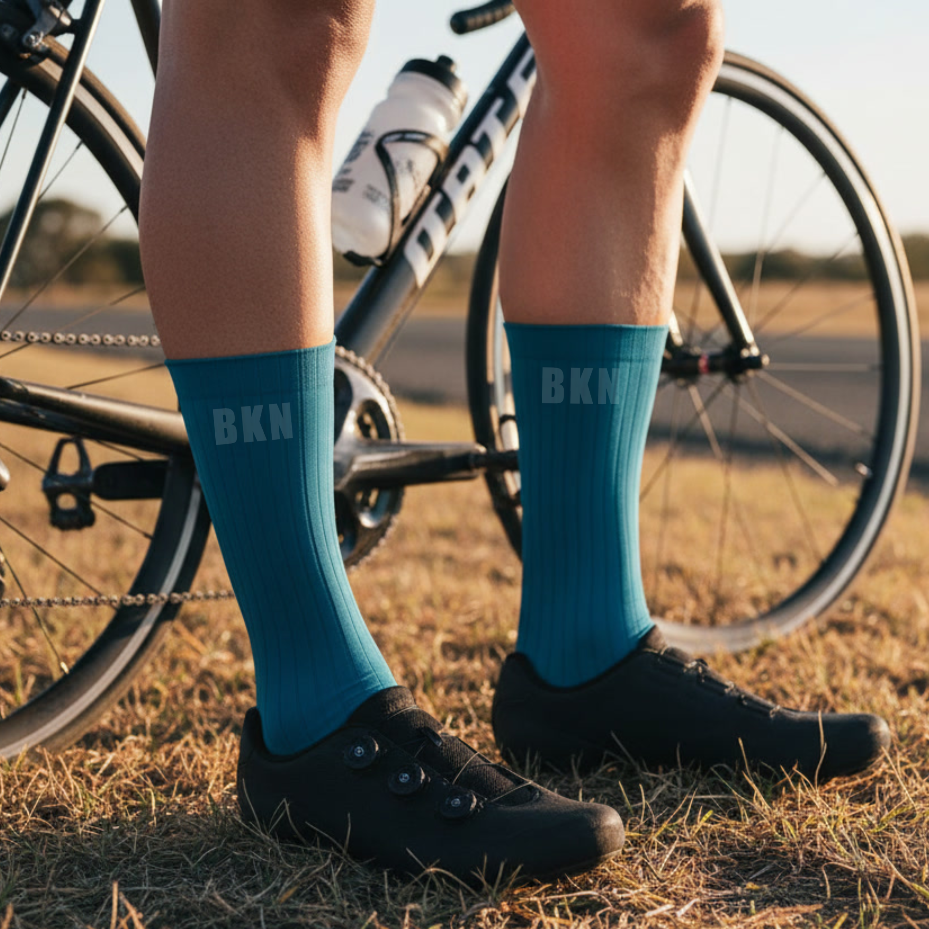 Pro Aero Cycling Socks - Peacock Blue, High Cuff 16cm