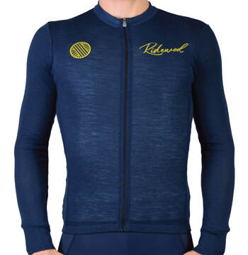 Merino Wool Cycling Jersey Long Sleeve Ridewool Navy