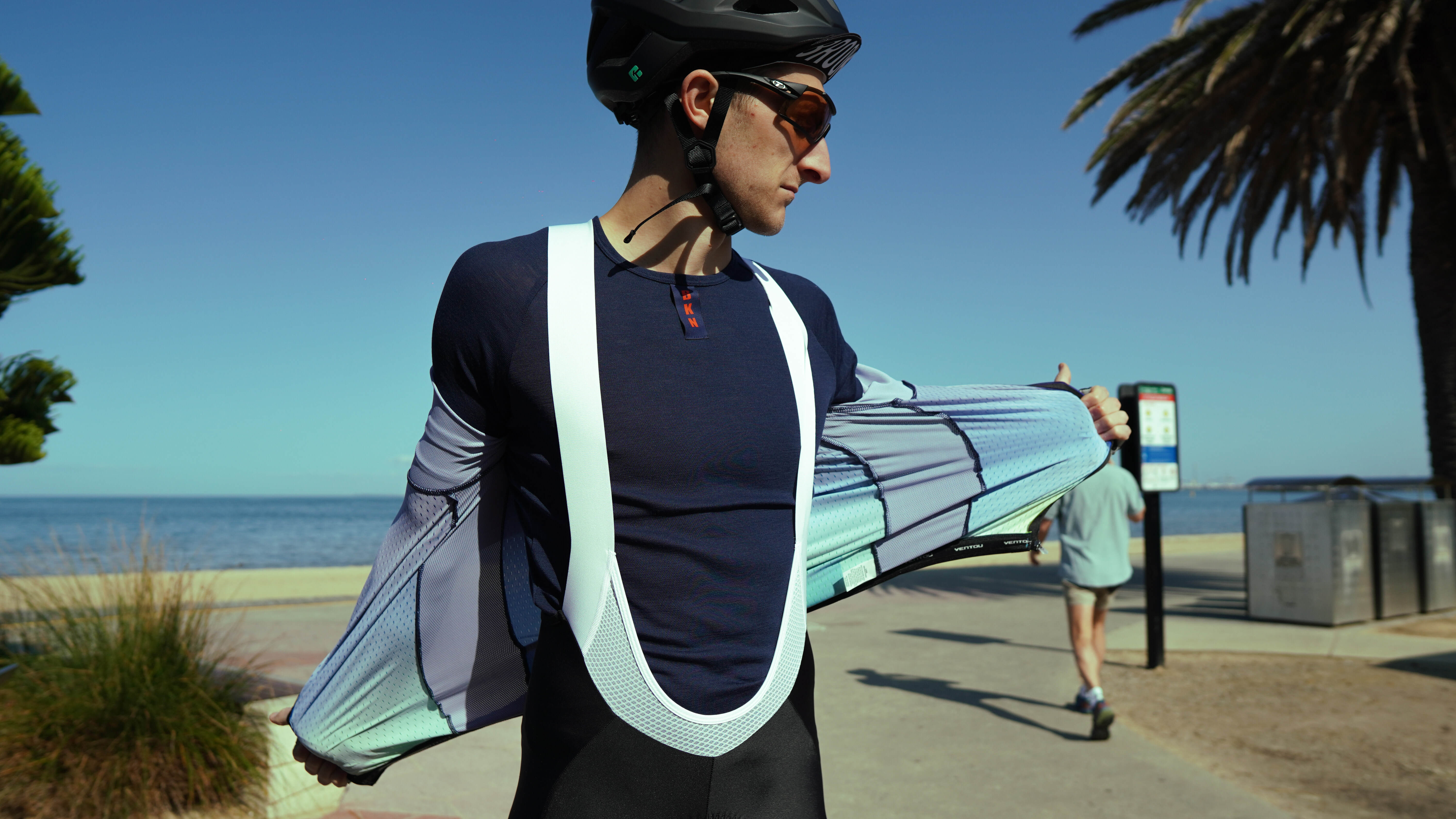 Merino Wool Cycling Undershirt Sleeved Navy