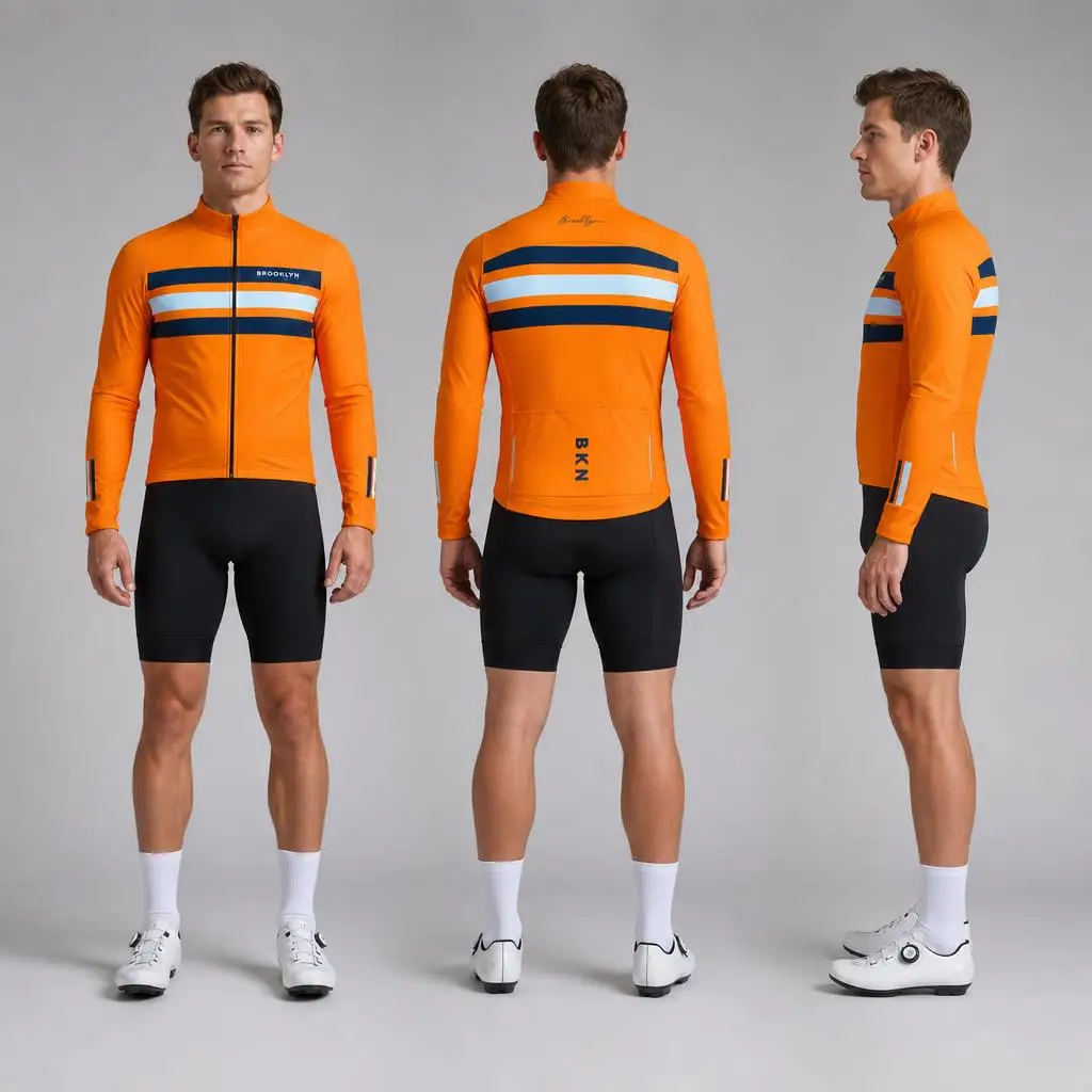 Men's Pro Thermal Windproof Cycling Jacket - Bright Orange