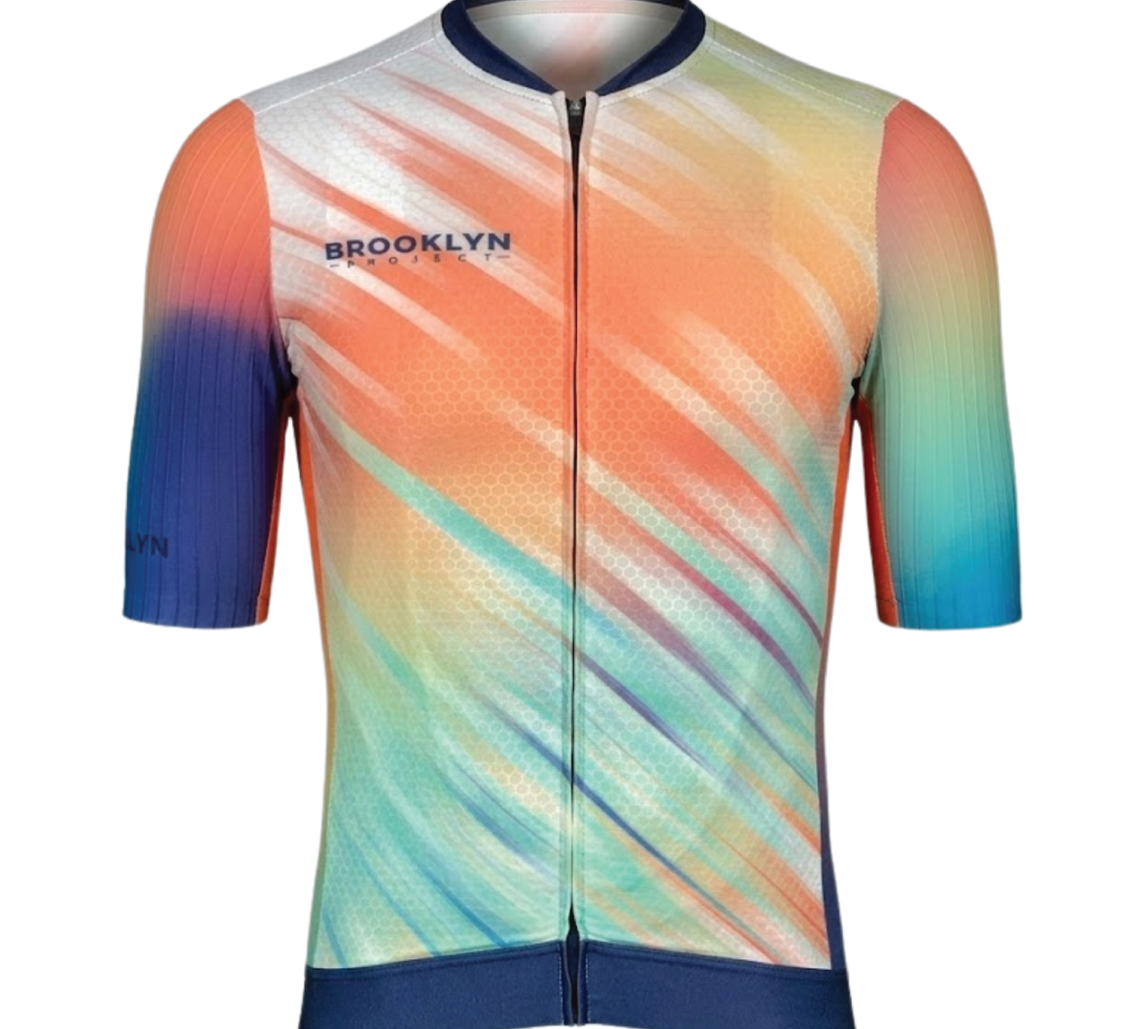 Men's Elite Aerodynamic Cycling Jersey - Navy Blue, Orange, Aqua | Pro Fit & Breathable