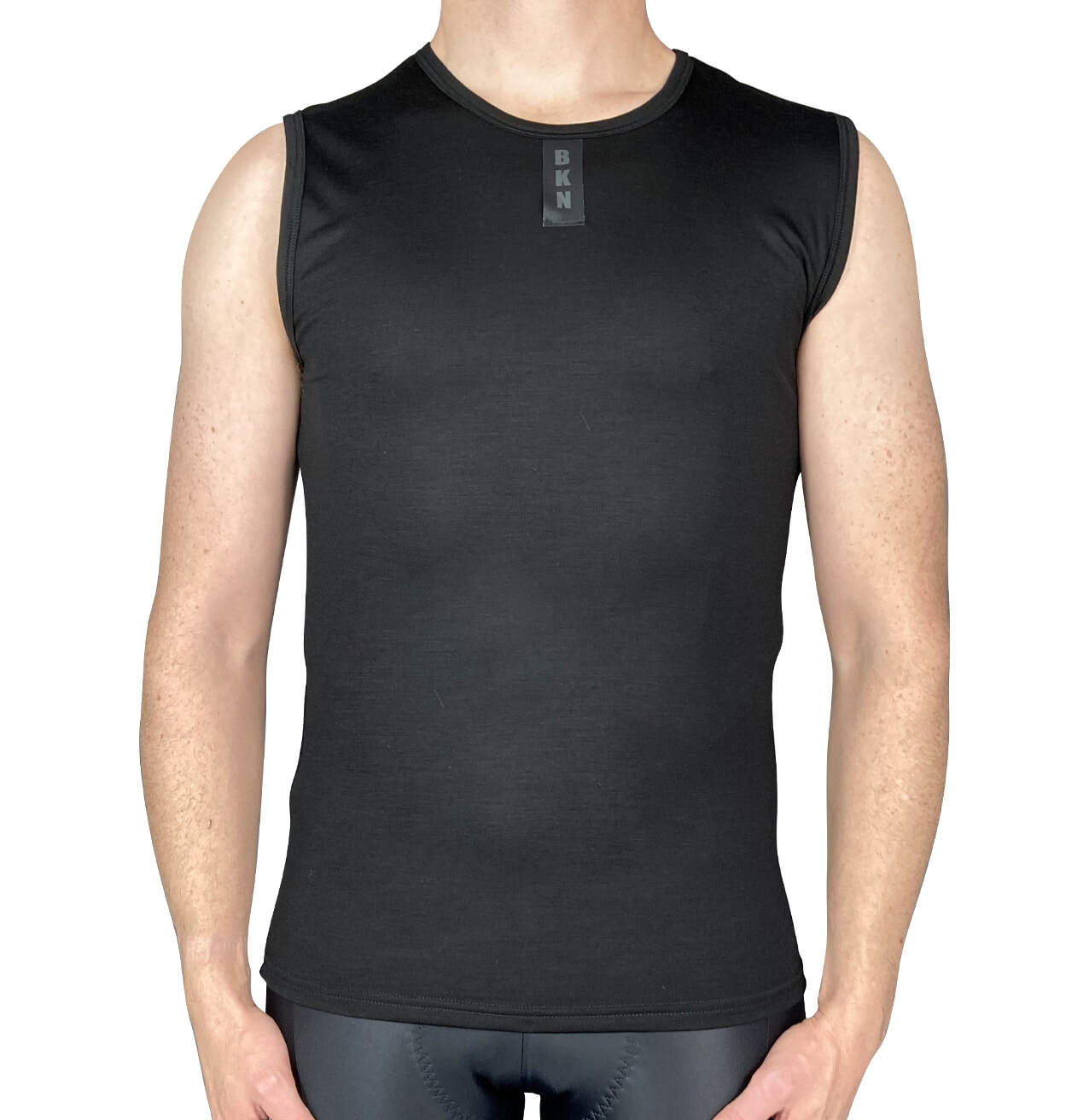 Merino Wool Tencel Cycling Undershirt Sleeveless Black