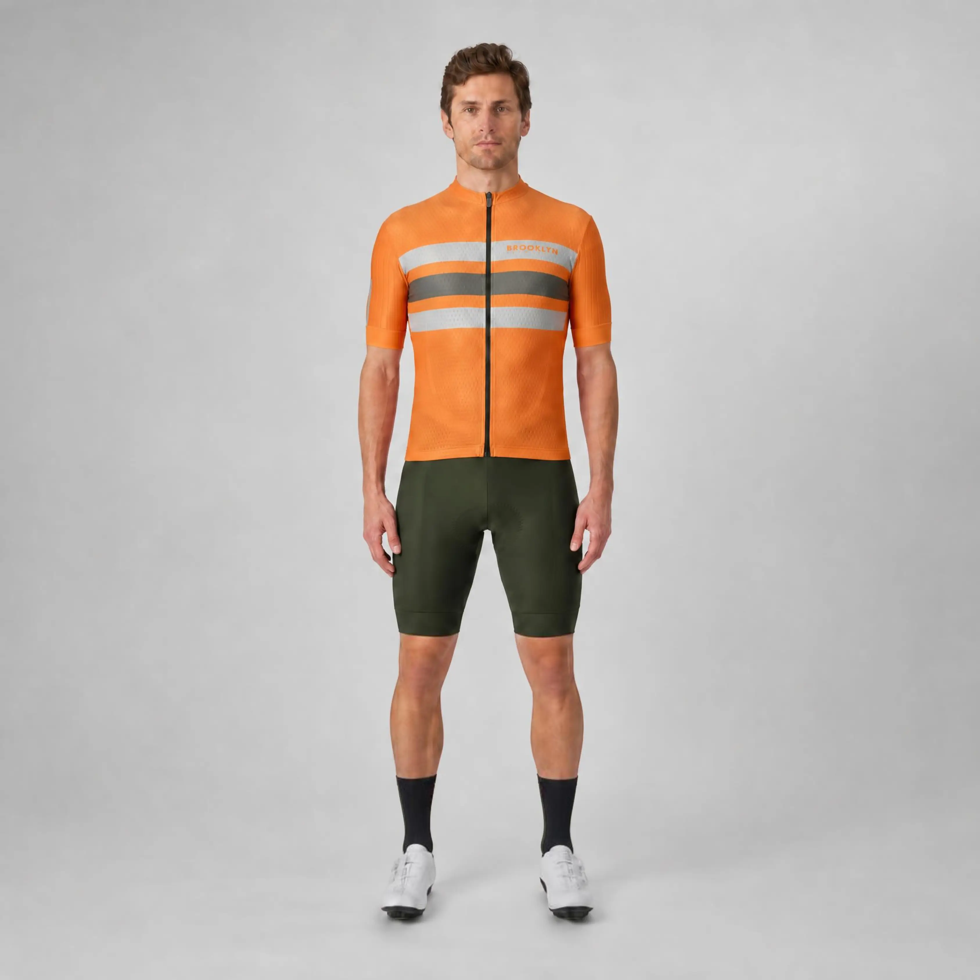 Pro Maximus Men's Cycling Bundle: Orange Jersey, Bib Shorts & Socks