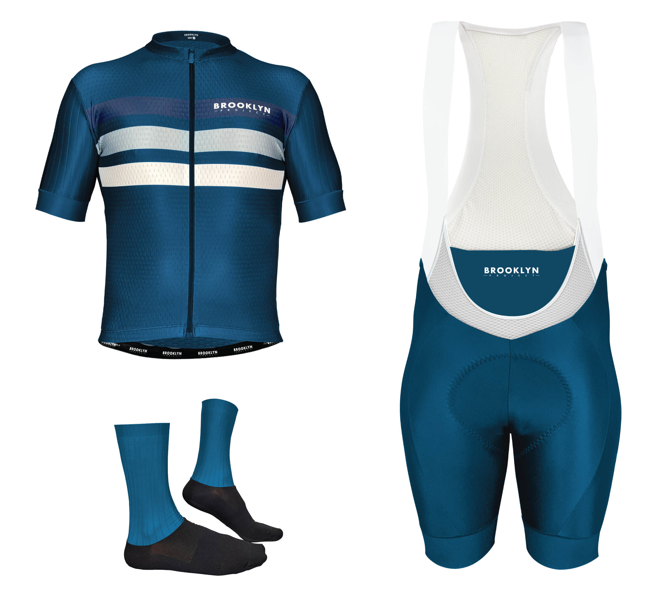 Pro Maximus Men's Cycling Bundle: Blue Jersey, Bib Shorts & Socks