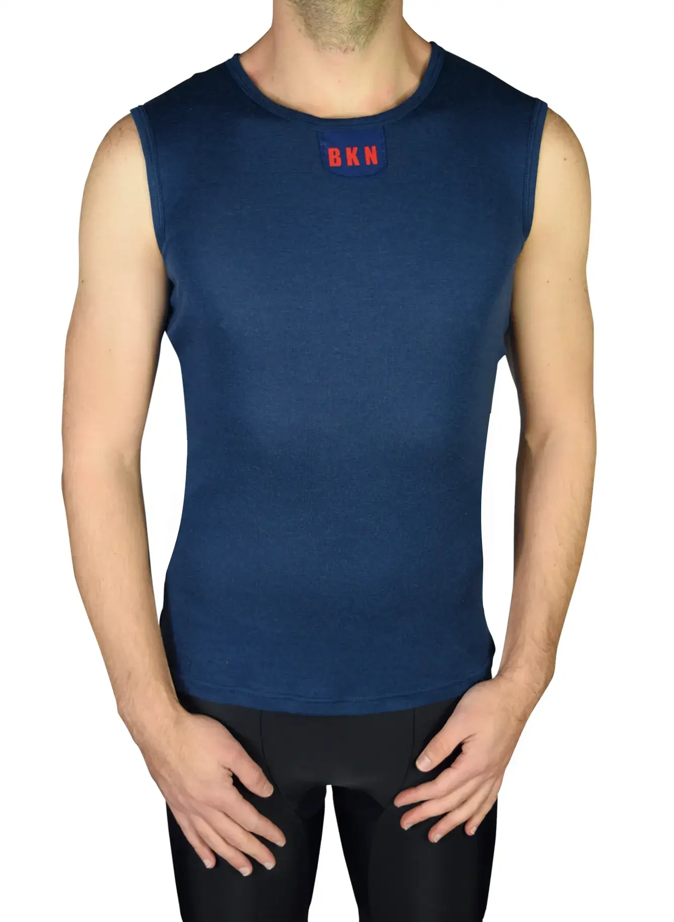 Merino Wool Cycling Undershirt Sleeveless Navy