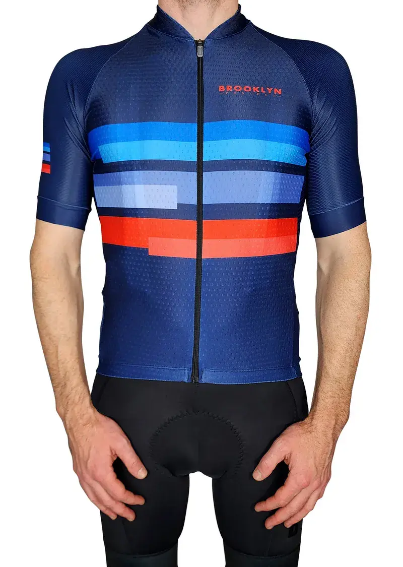 Men's Pro Cycling Jersey - Blocks Navy Blue | Lightweight Performance