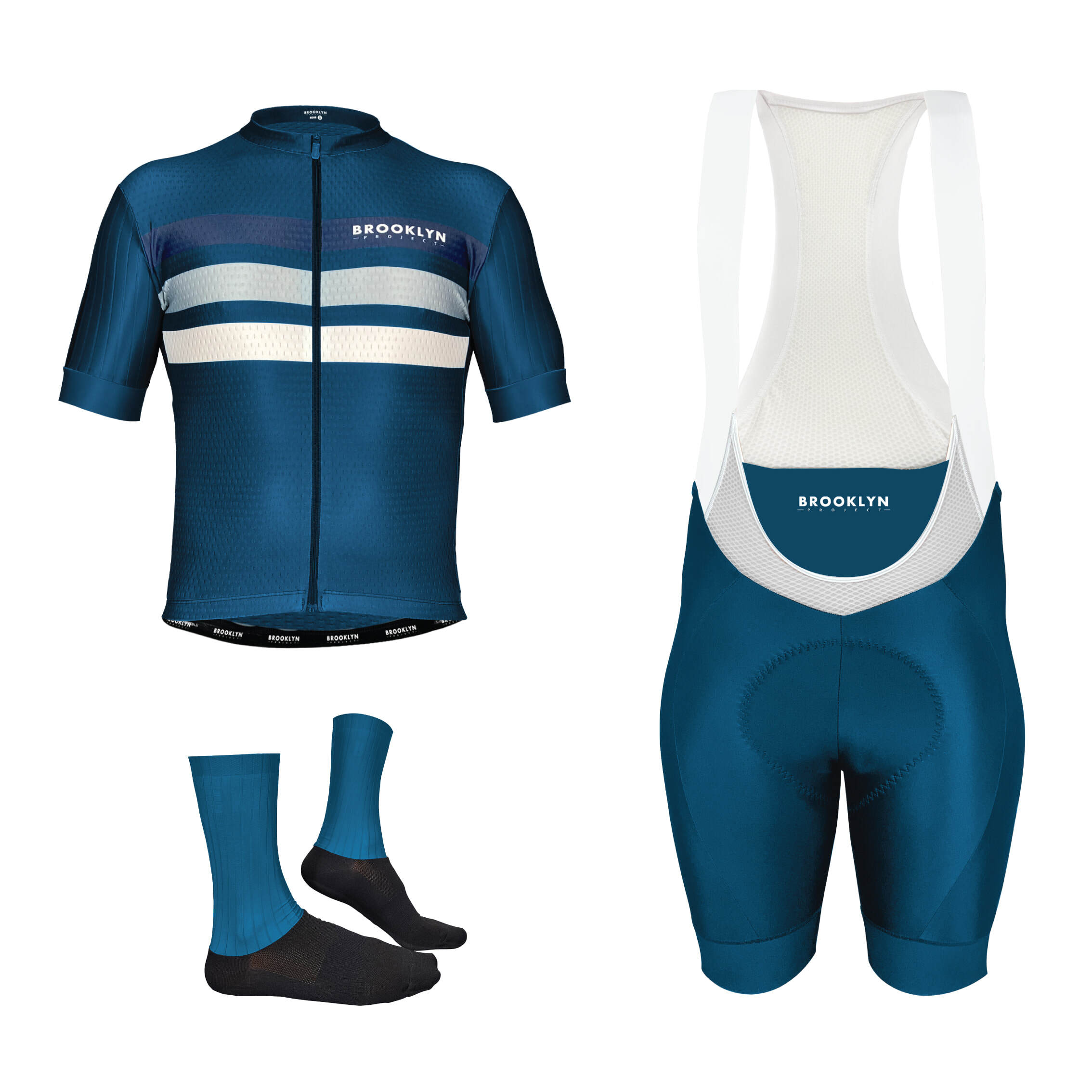 Pro Maximus Men's Cycling Bundle: Blue Jersey, Bib Shorts & Socks