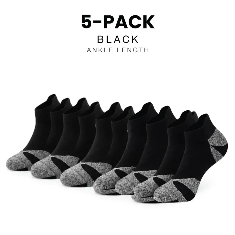 coolmax-running-socks-black-ankle-length-5-pack