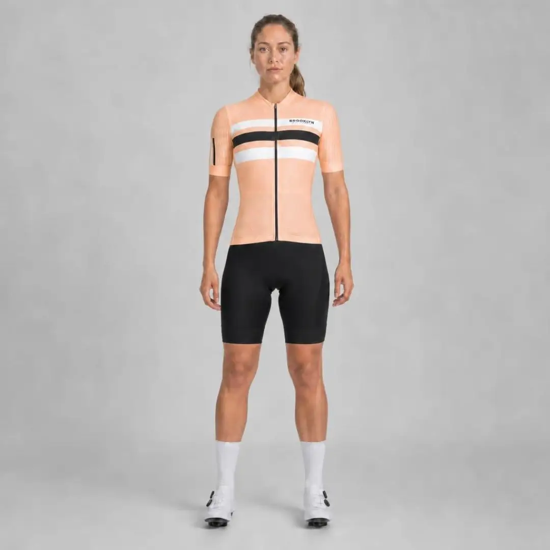 Pro Maximus Women's Cycling Bundle: Peach Jersey, Bib Shorts & Socks