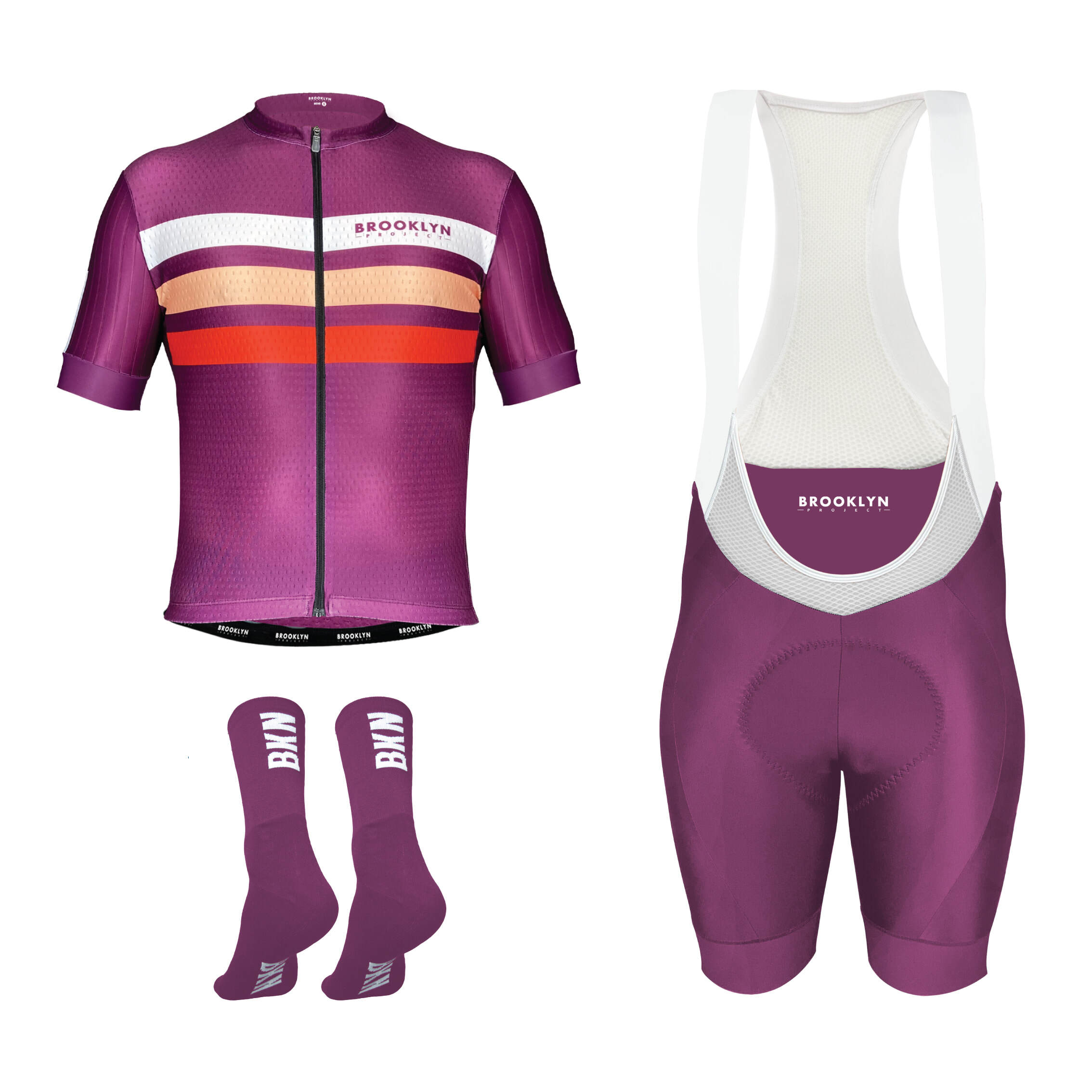 Pro Maximus Men's Cycling Bundle: Burgundy Jersey, Bib Shorts & Socks