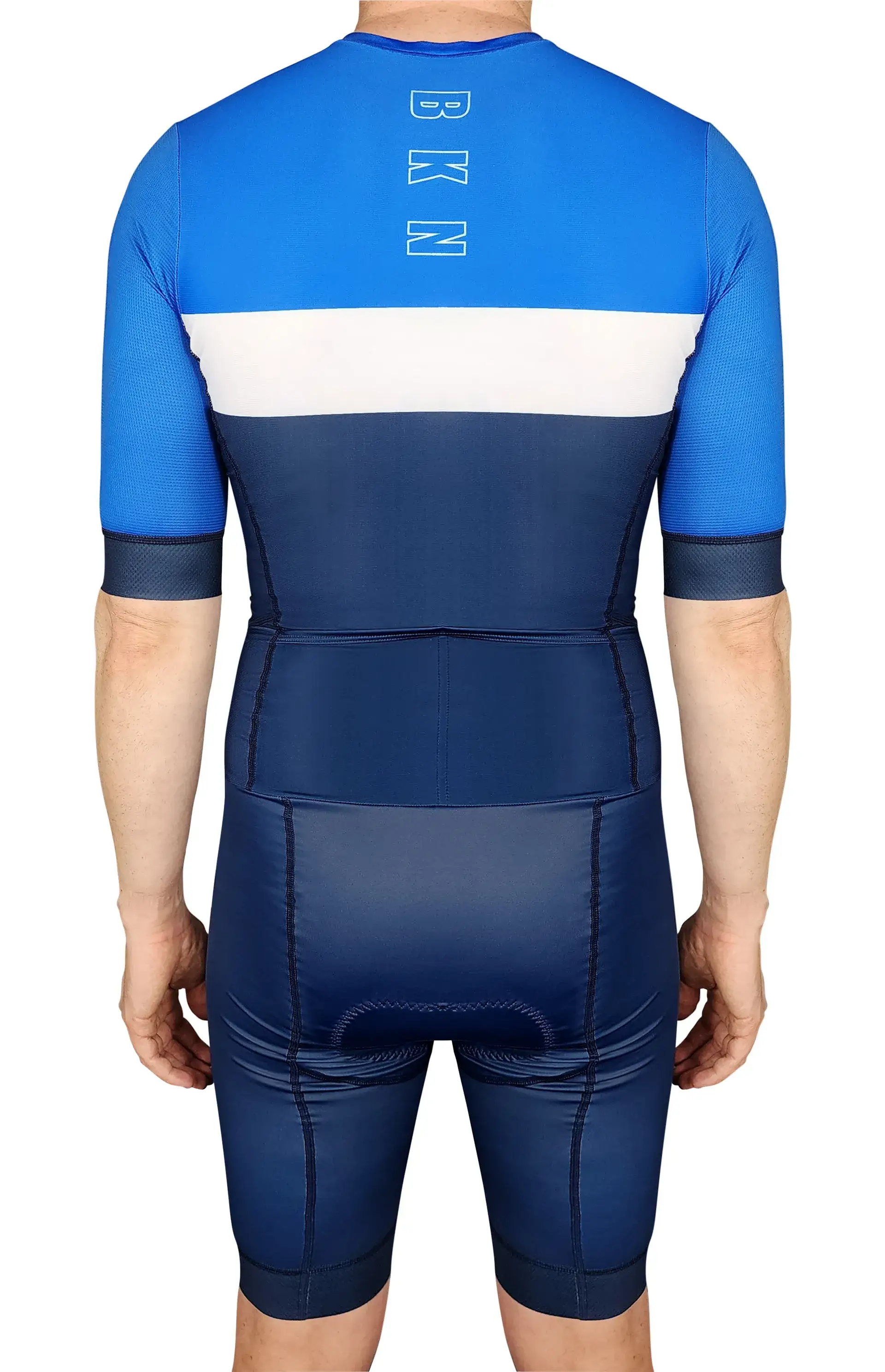 Men's Endurance Sleeved Tri Suit | Long Distance Triathlon Suit with Pockets & Chamois | Navy Blue
