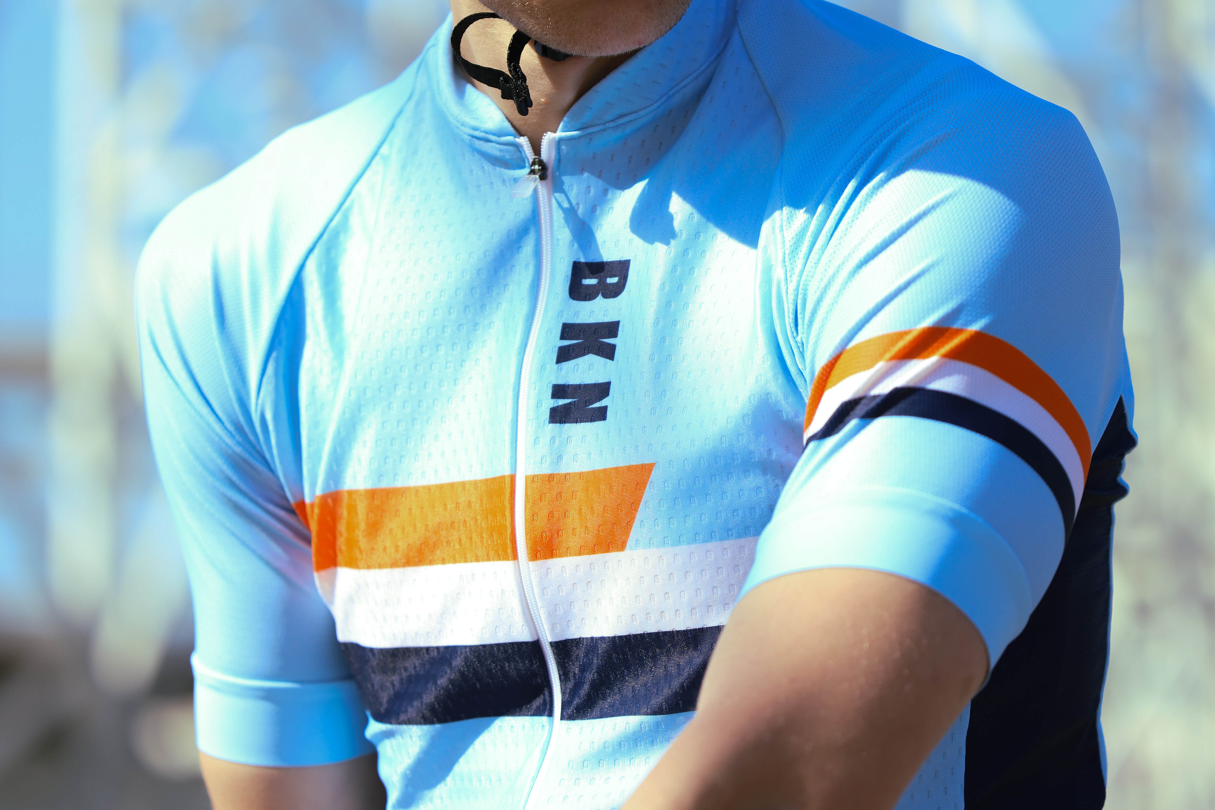 Men's Pro Cycling Jersey - Stripes - Light Blue | Lightweight Performance
