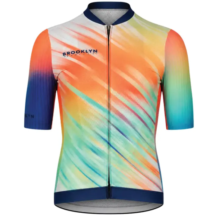 Men's Elite Aerodynamic Cycling Jersey - Navy Blue, Orange, Aqua | Pro Fit & Breathable