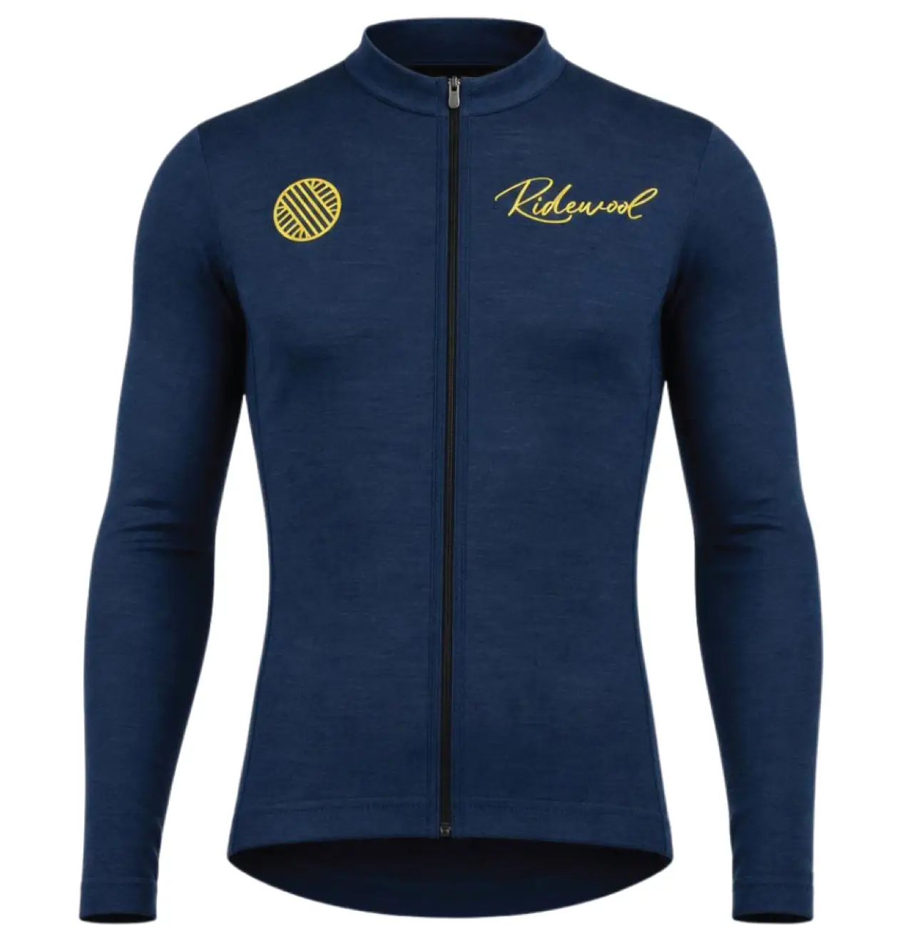 Merino Wool Cycling Jersey Long Sleeve Ridewool Navy