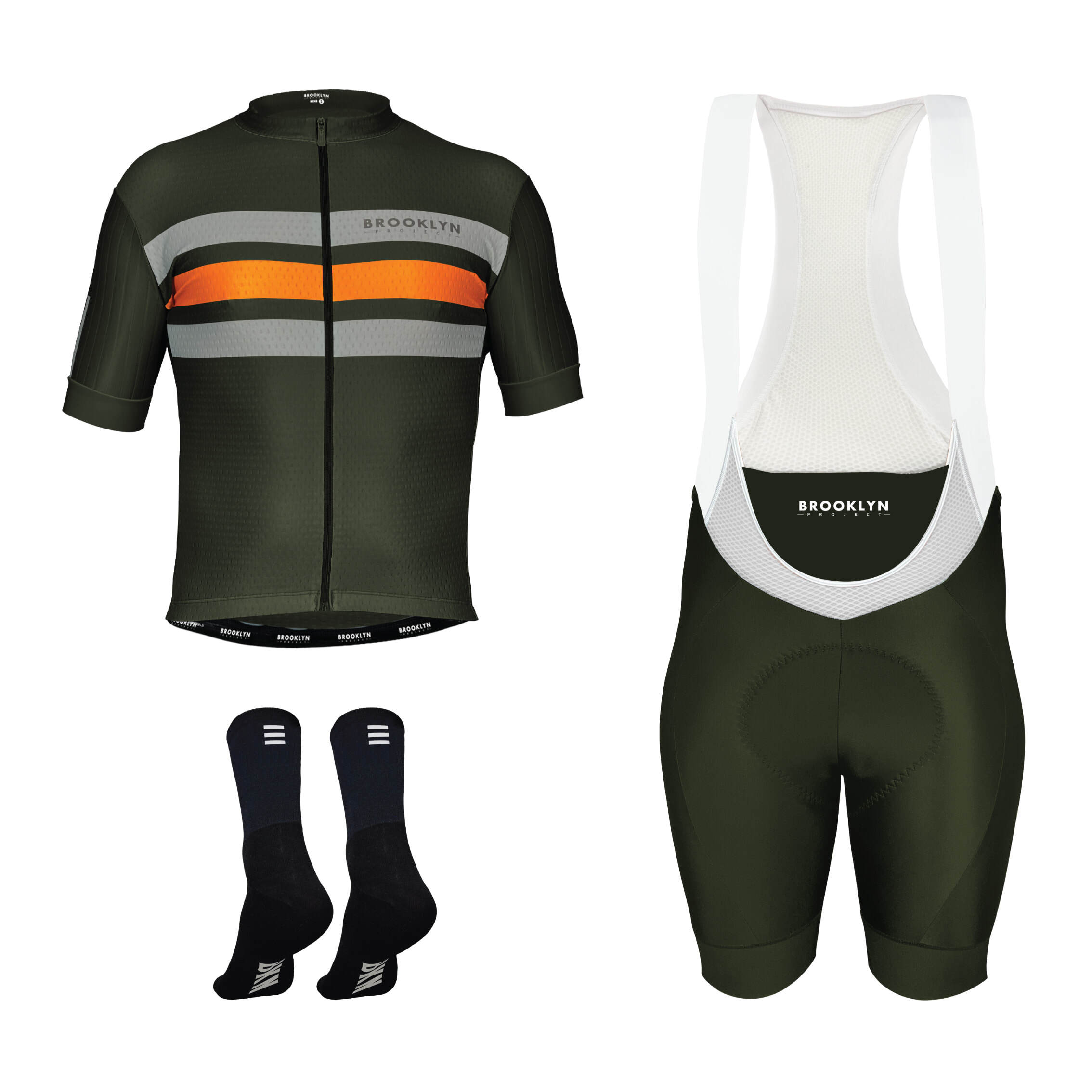Pro Maximus Men's Cycling Bundle: Olive Jersey, Bib Shorts & Socks