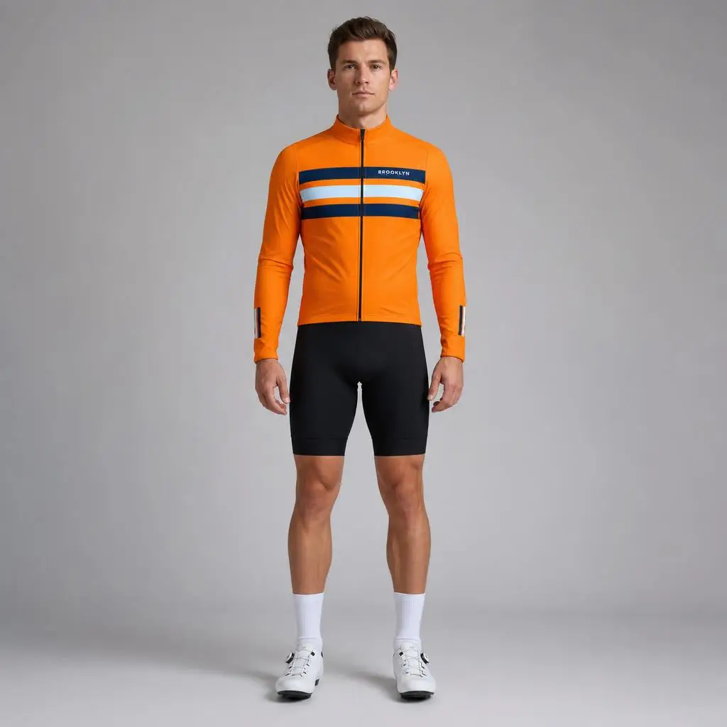 Men's Pro Thermal Windproof Cycling Jacket - Bright Orange