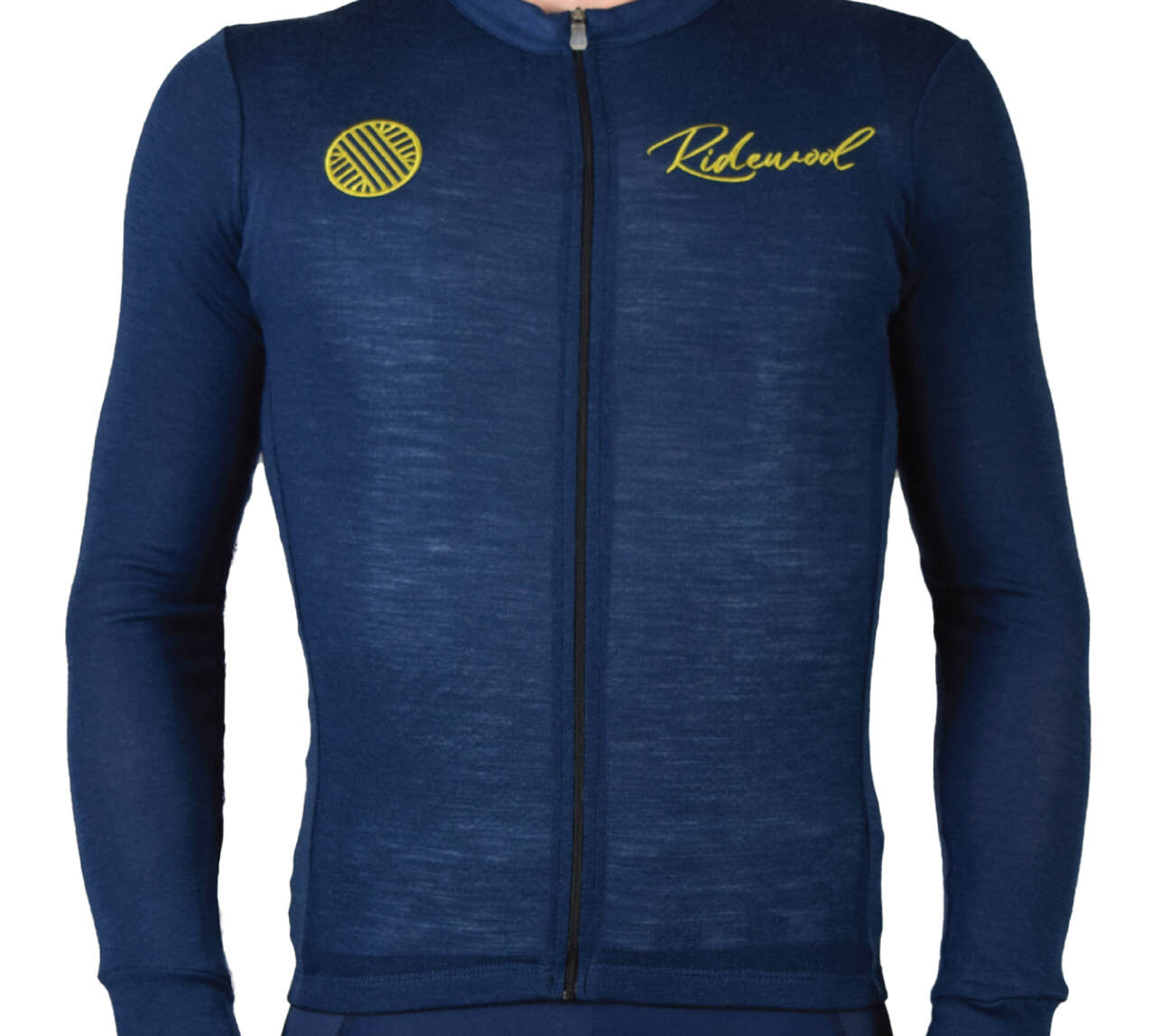 Merino Wool Cycling Jersey Long Sleeve Ridewool Navy