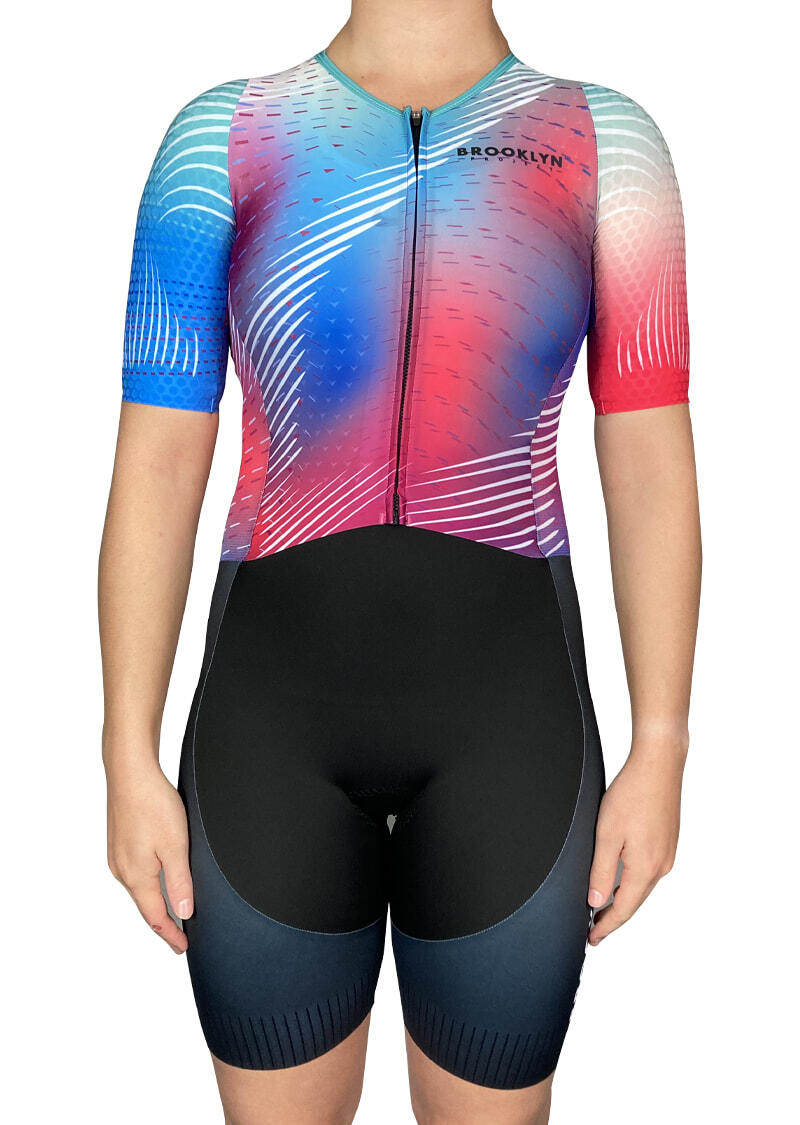 Women’s Elite Aero Sleeved Tri Suit - Multi-Colour | Pro Triathlon One-Piece