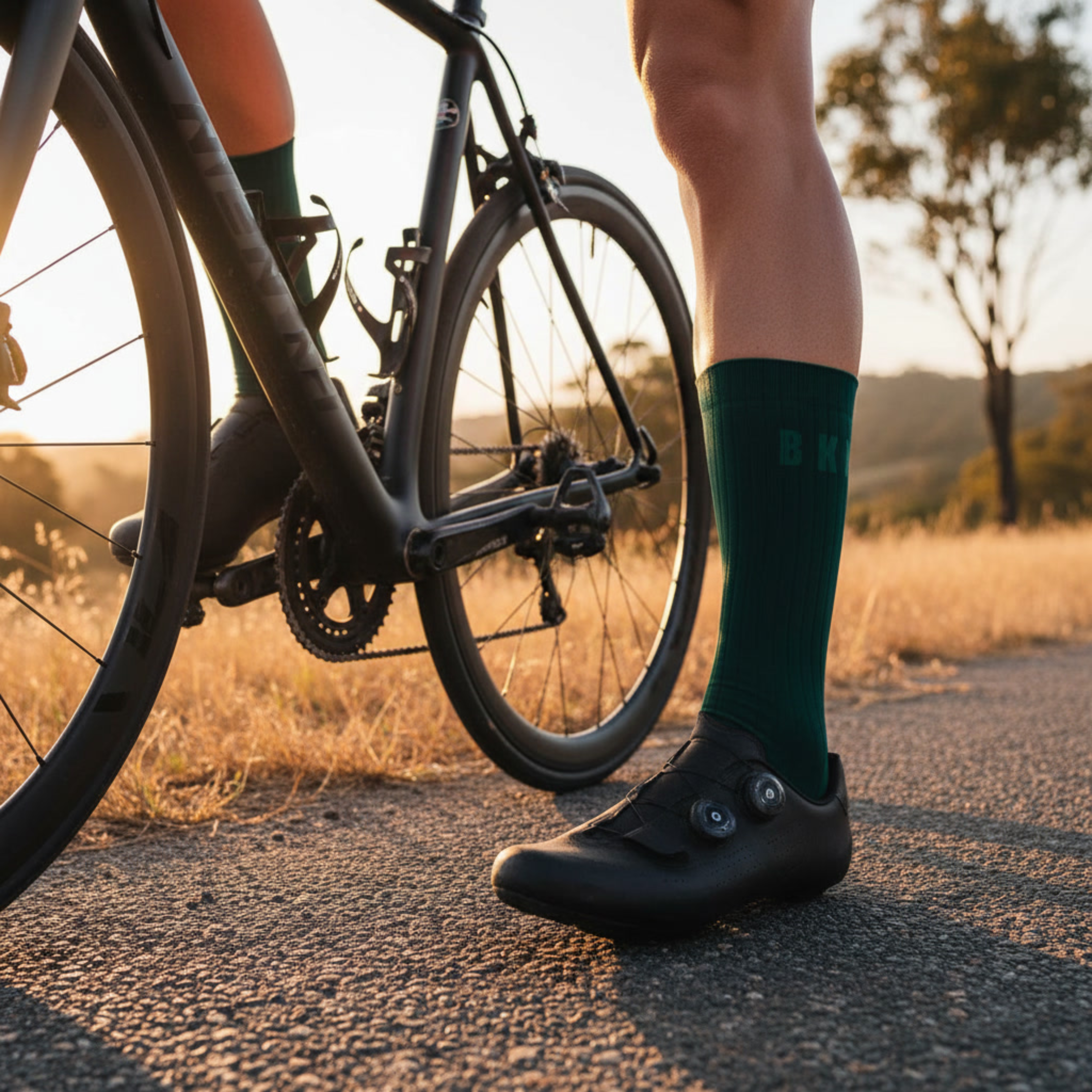 Pro Aero Cycling Socks - Hunter Green, High Cuff 16cm
