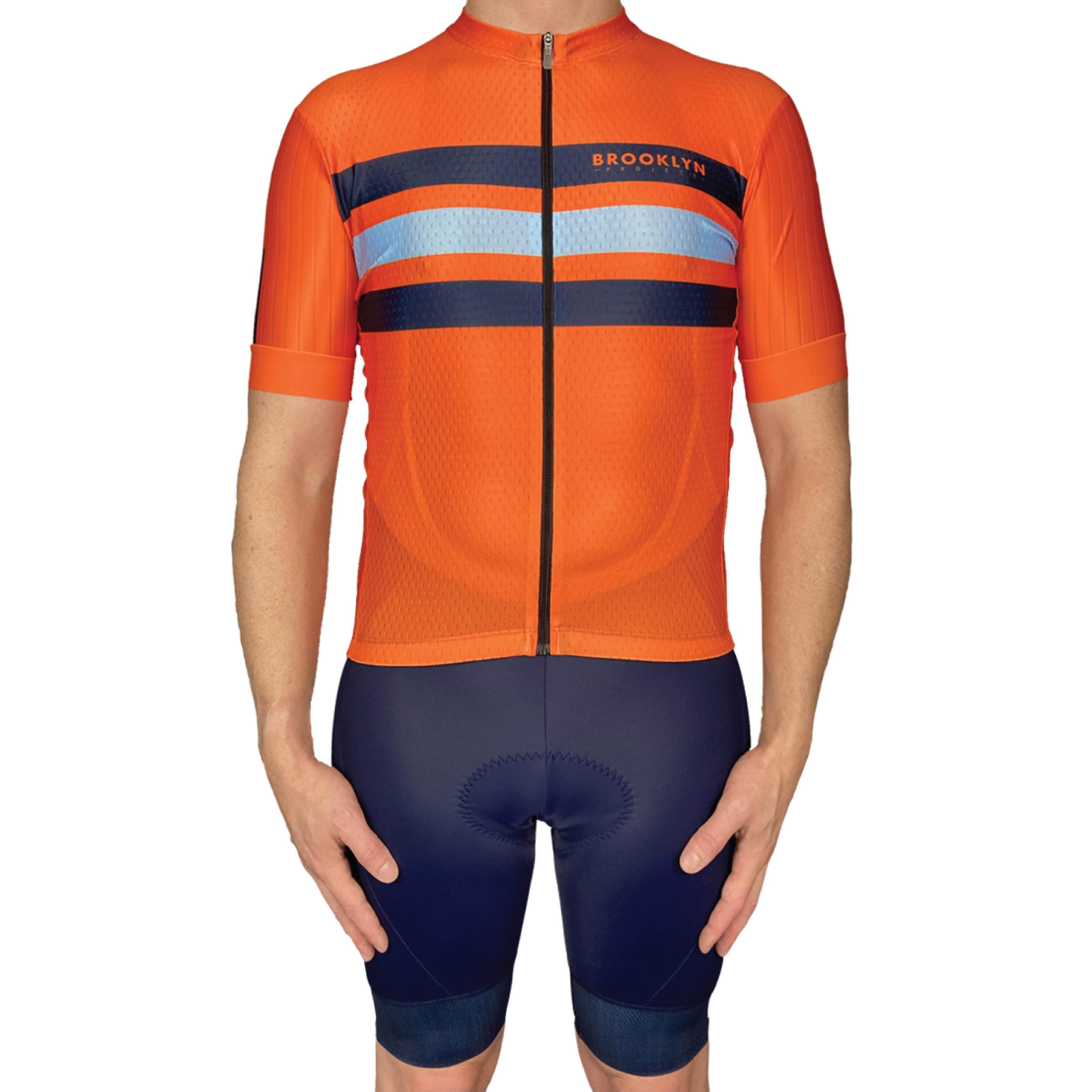 Pro Maximus Men's Cycling Bundle: Orange Jersey, Bib Shorts & Socks