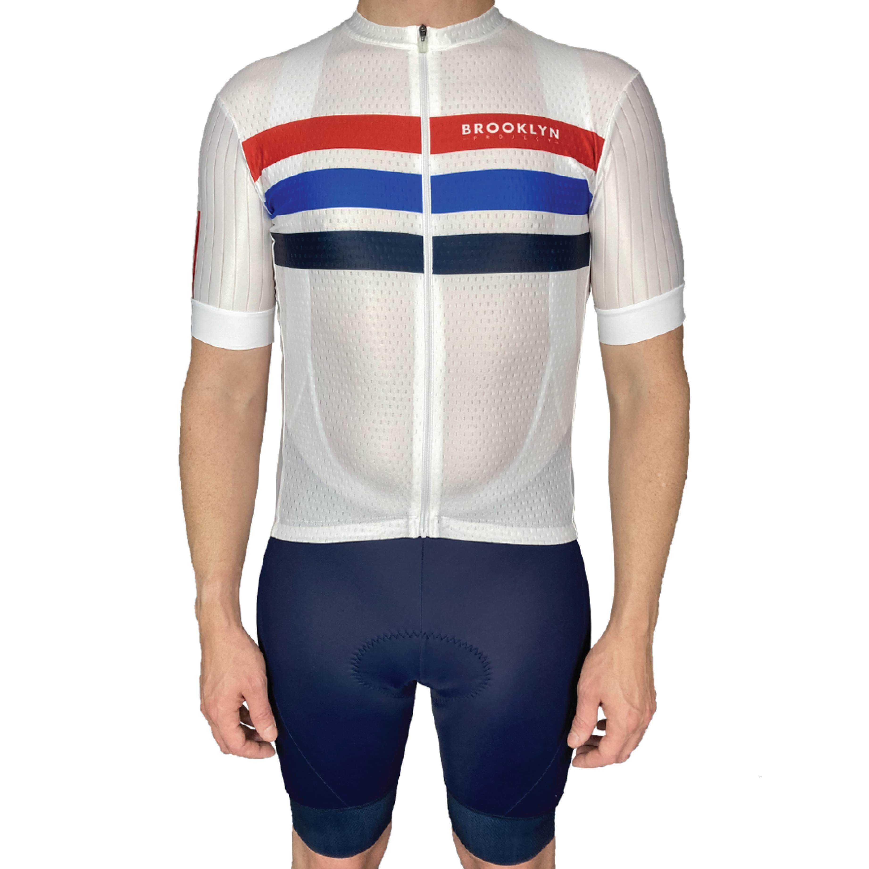 Pro Maximus Men's Cycling Bundle: White Jersey, Bib Shorts & Socks
