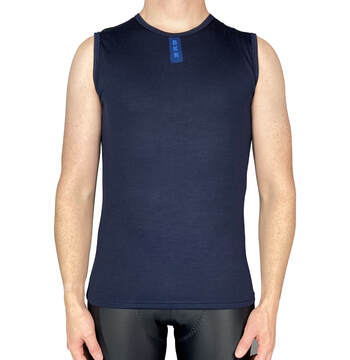 Merino Wool Tencel Cycling Undershirt Sleeveless Navy