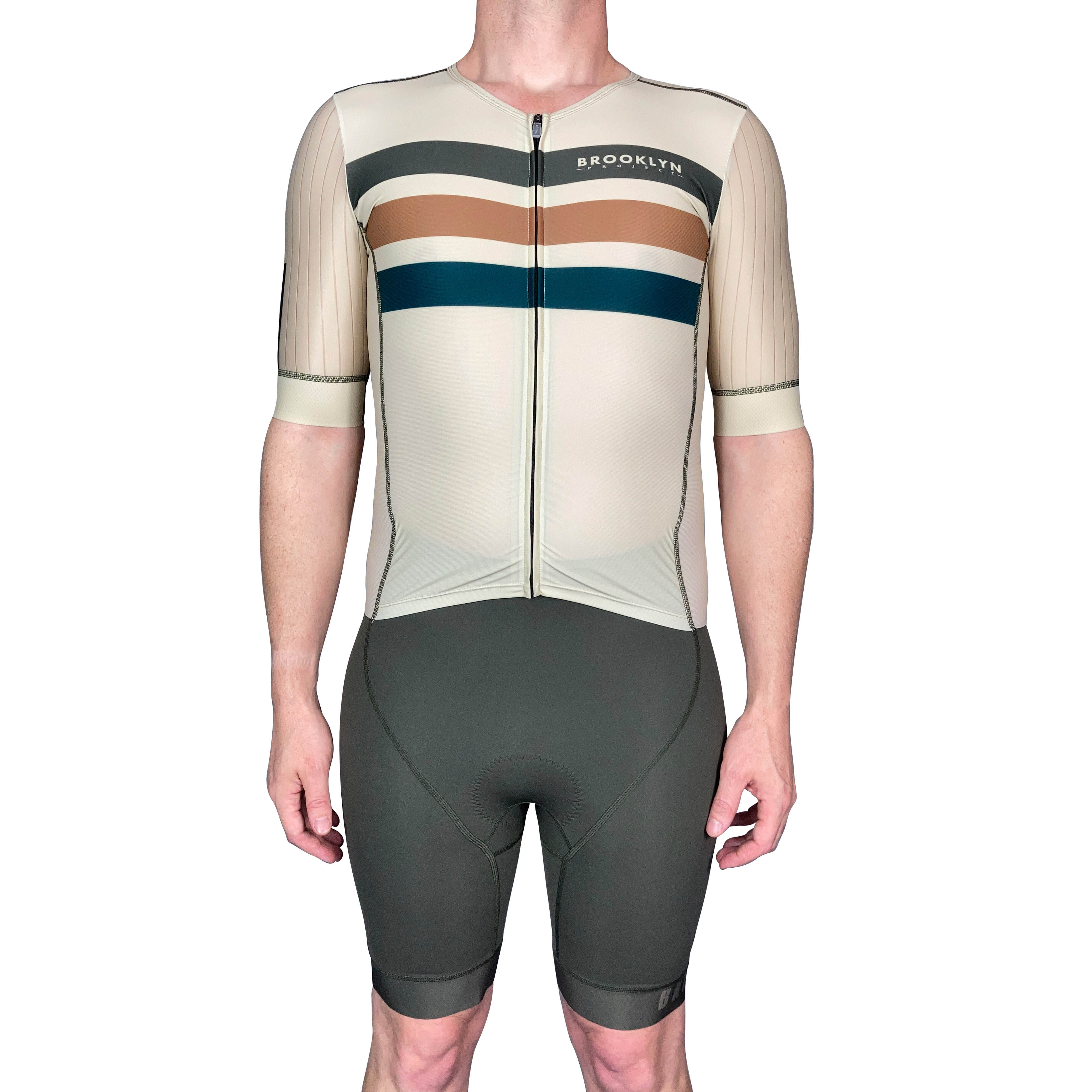 Men's Aero Triathlon Suit - Open Front, Endurance Speed Suit - Military/Olive